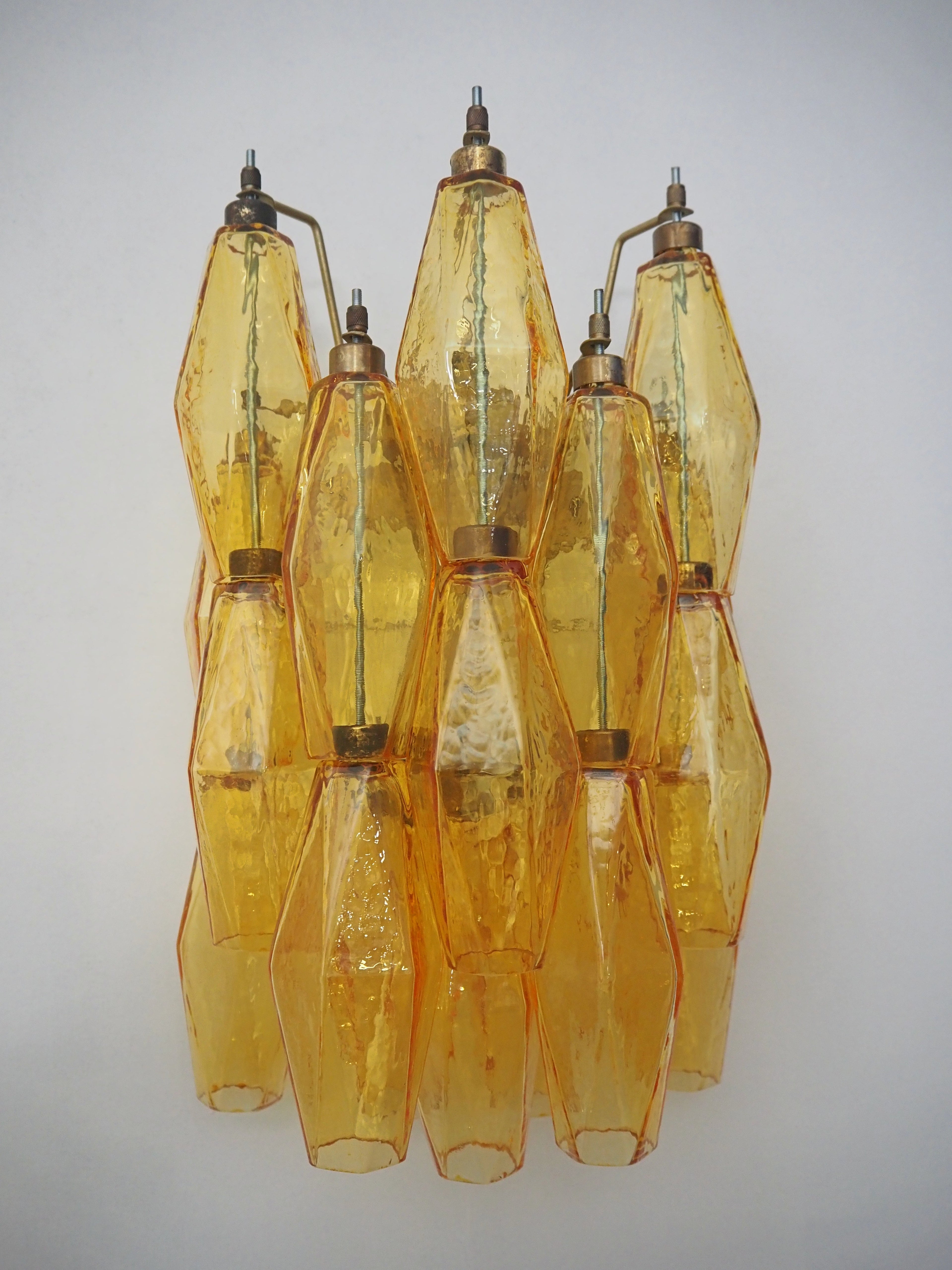 Mid-Century Murano Wall Lamp | Punto di Luce |  17 Yellow Poliedri Glass | Punto di Luce |  1 Pair