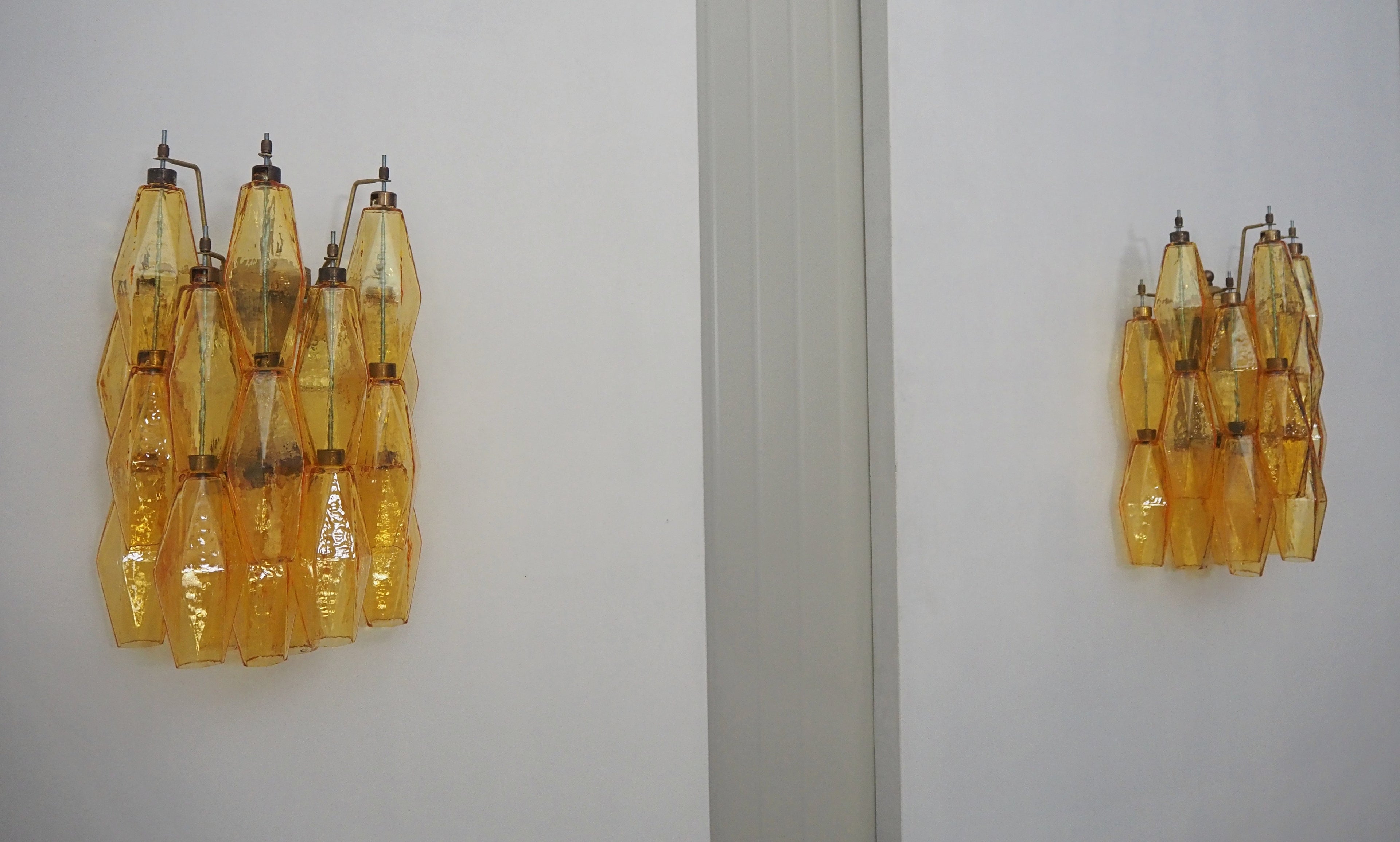 Mid-Century Murano Wall Lamp | Punto di Luce |  17 Yellow Poliedri Glass | Punto di Luce |  1 Pair
