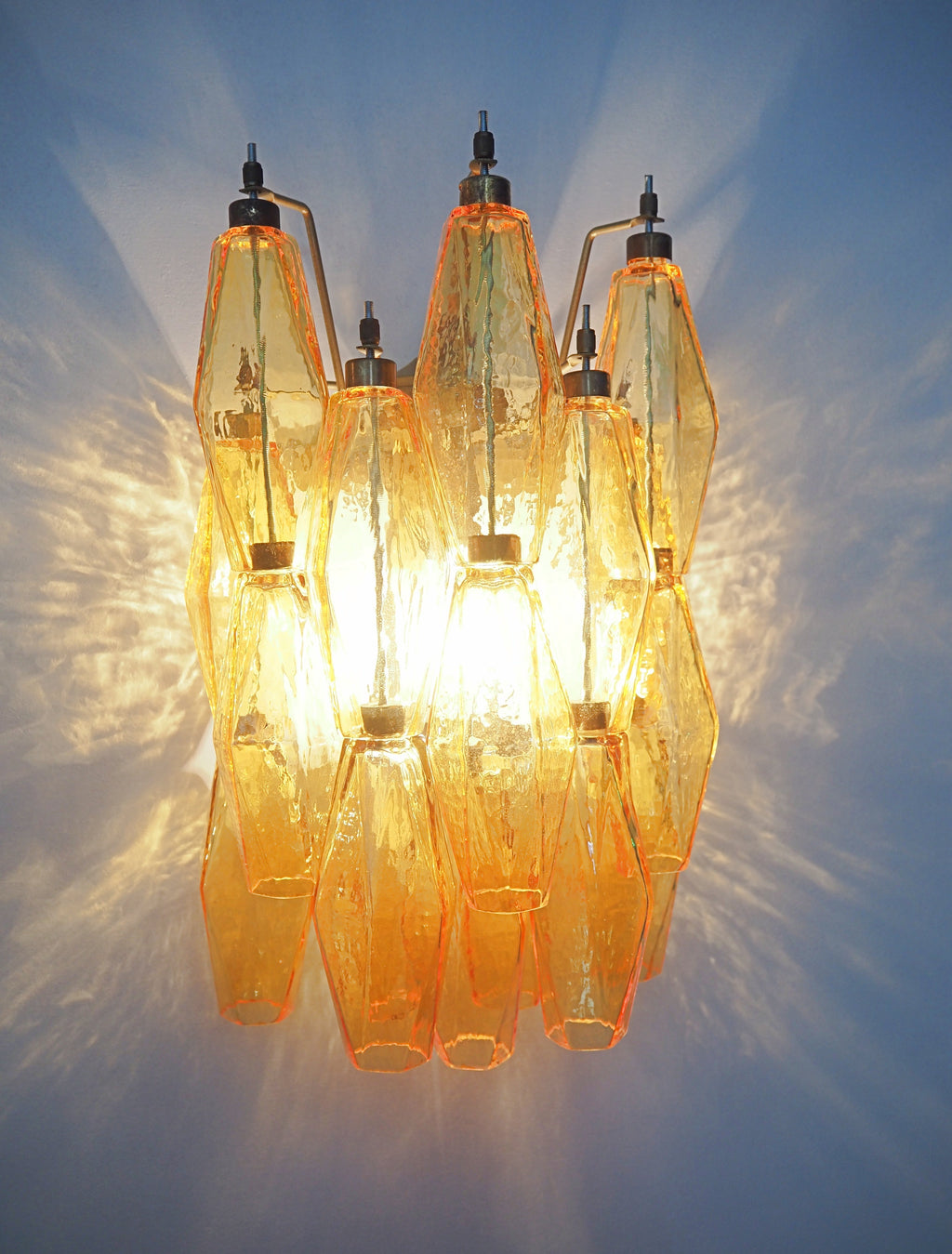 Mid-Century Murano Wall Lamp | Punto di Luce |  17 Yellow Poliedri Glass | Punto di Luce |  1 Pair