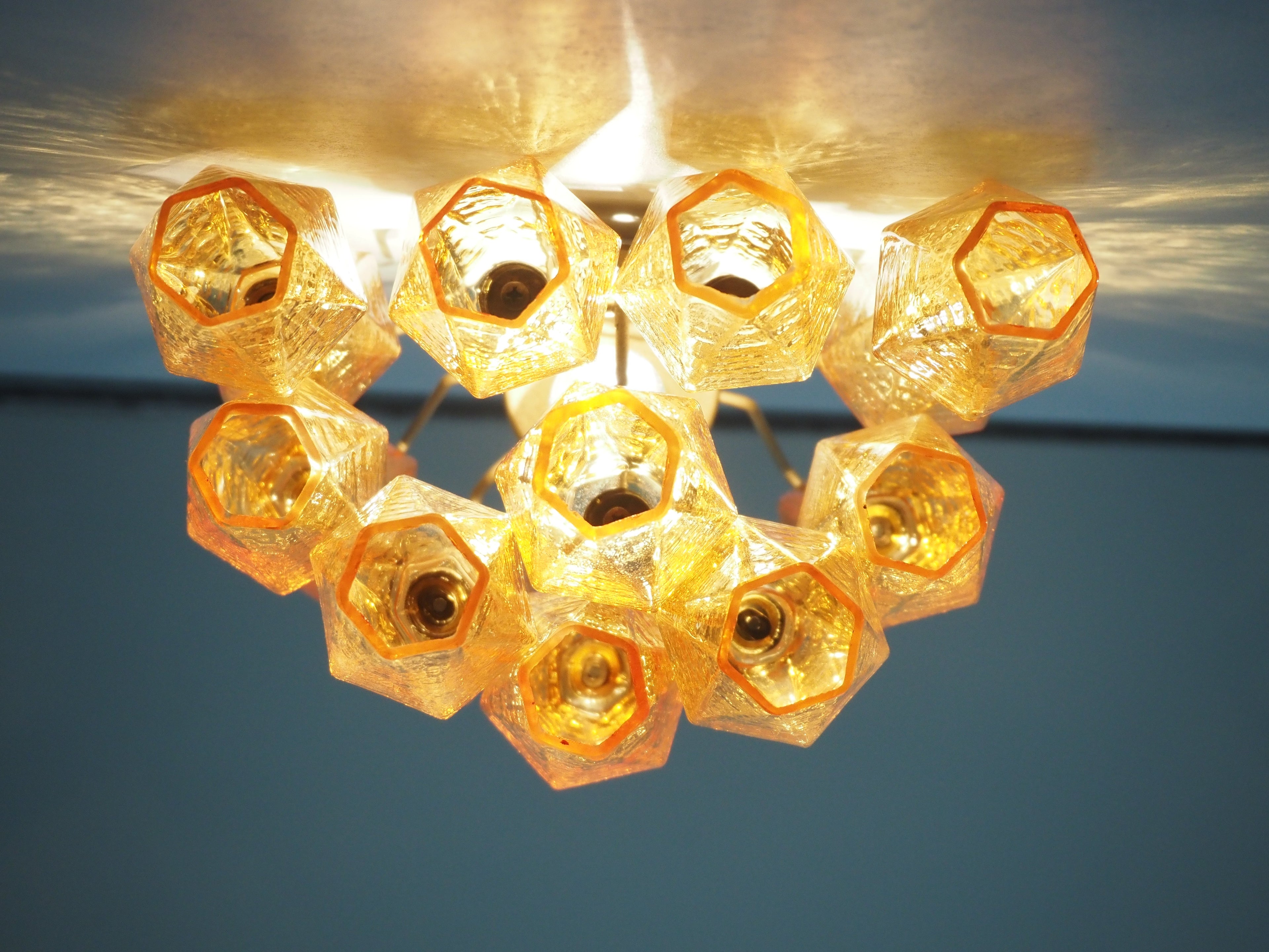 Mid-Century Murano Wall Lamp | Punto di Luce |  17 Yellow Poliedri Glass | Punto di Luce |  1 Pair