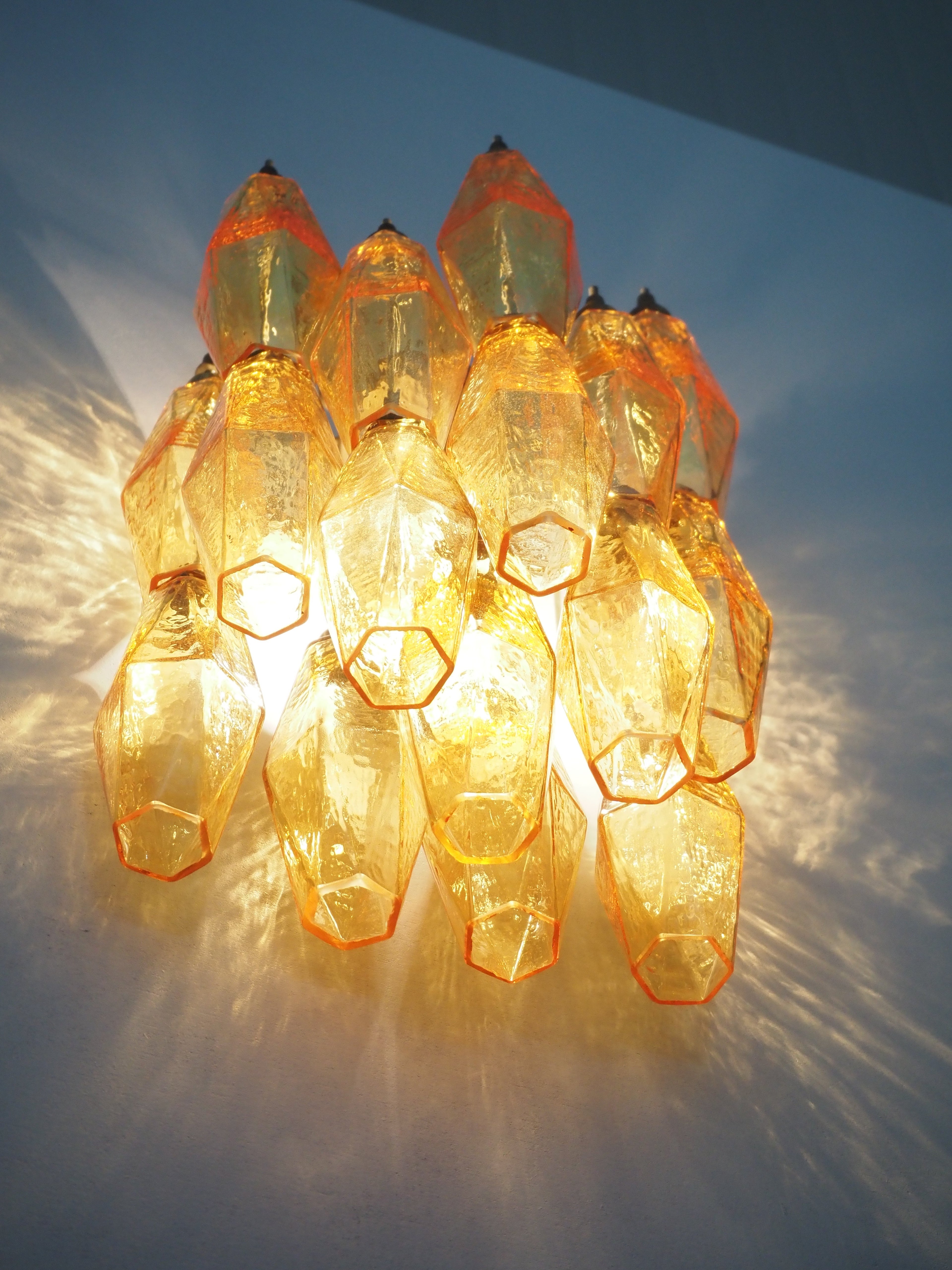 Mid-Century Murano Wall Lamp | Punto di Luce |  17 Yellow Poliedri Glass | Punto di Luce |  1 Pair