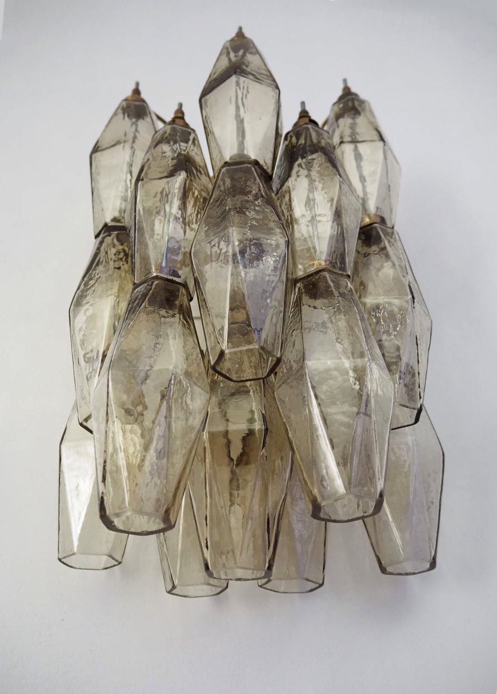Mid-Century Murano Wall Lamp | Punto di Luce |  17 Smoke Poliedri Glass | Punto di Luce |  1 Pair