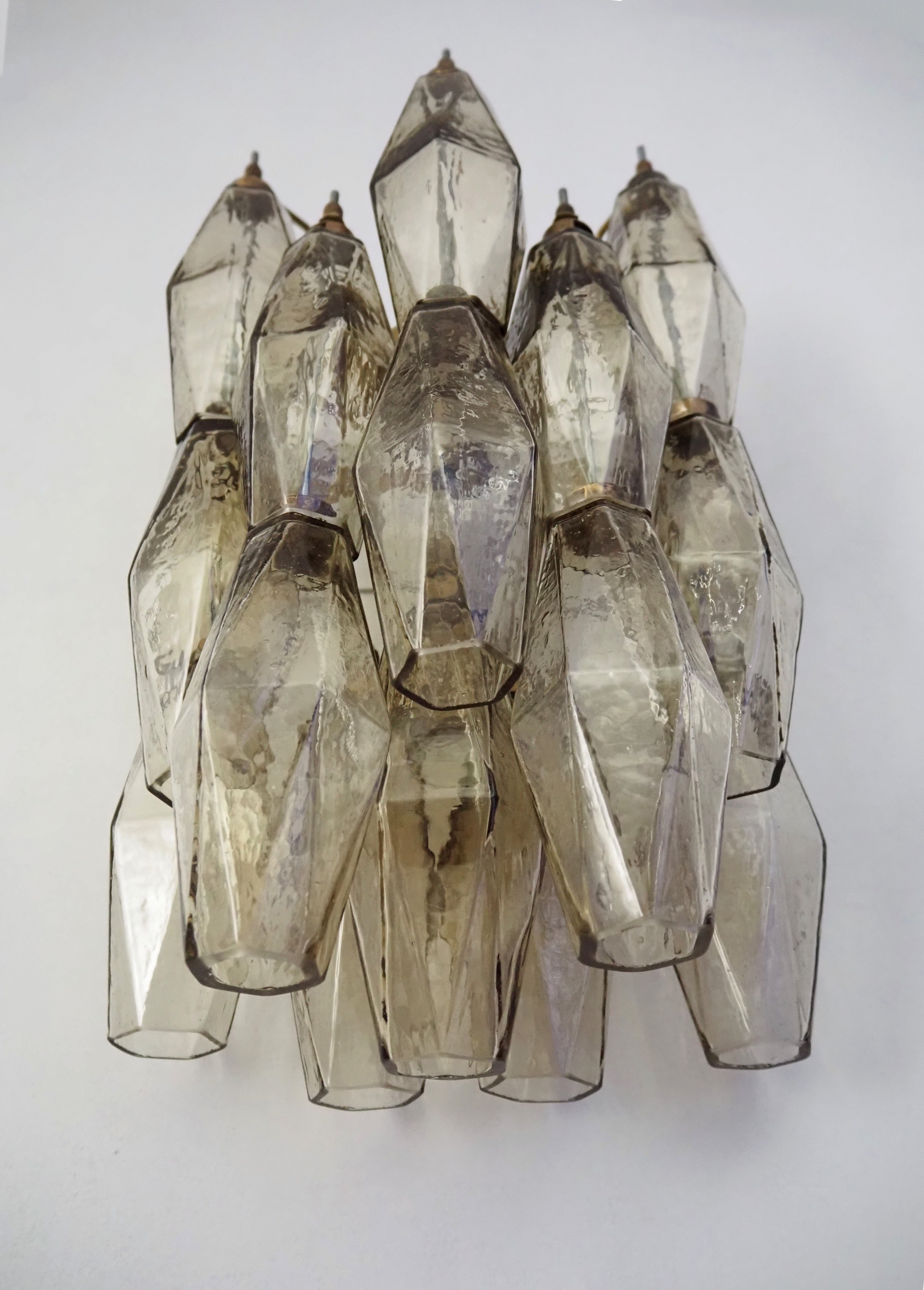 Mid-Century Murano Wall Lamp | Punto di Luce |  17 Smoke Poliedri Glass | Punto di Luce |  1 Pair