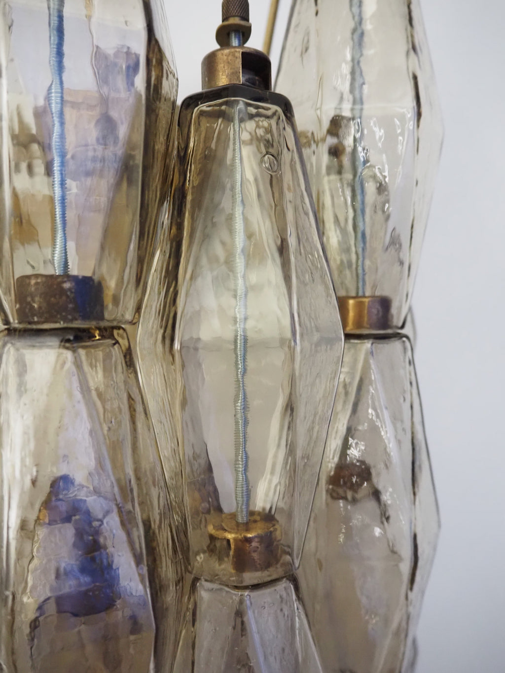 Mid-Century Murano Wall Lamp | Punto di Luce |  17 Smoke Poliedri Glass | Punto di Luce |  1 Pair