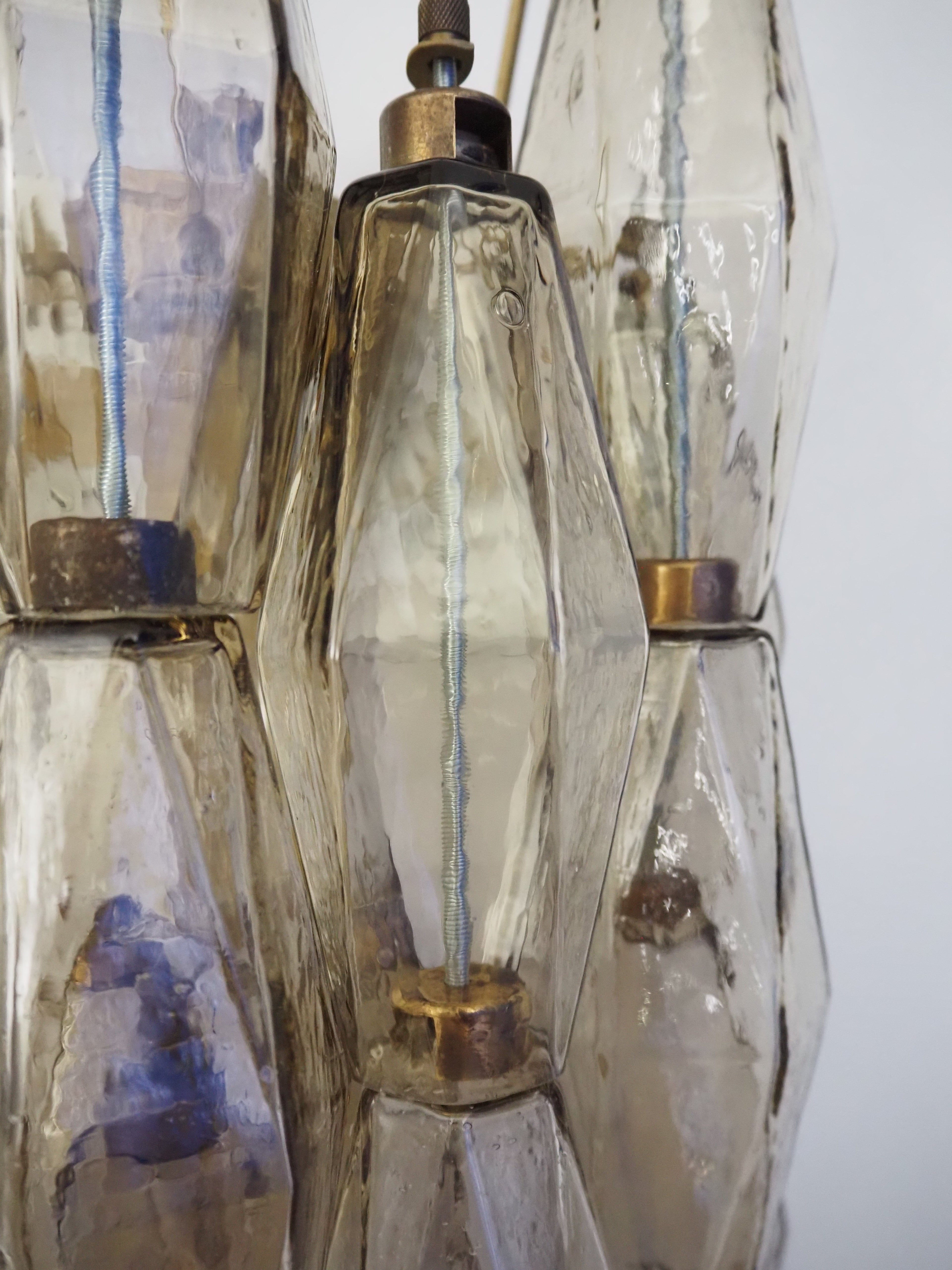 Mid-Century Murano Wall Lamp | Punto di Luce |  17 Smoke Poliedri Glass | Punto di Luce |  1 Pair