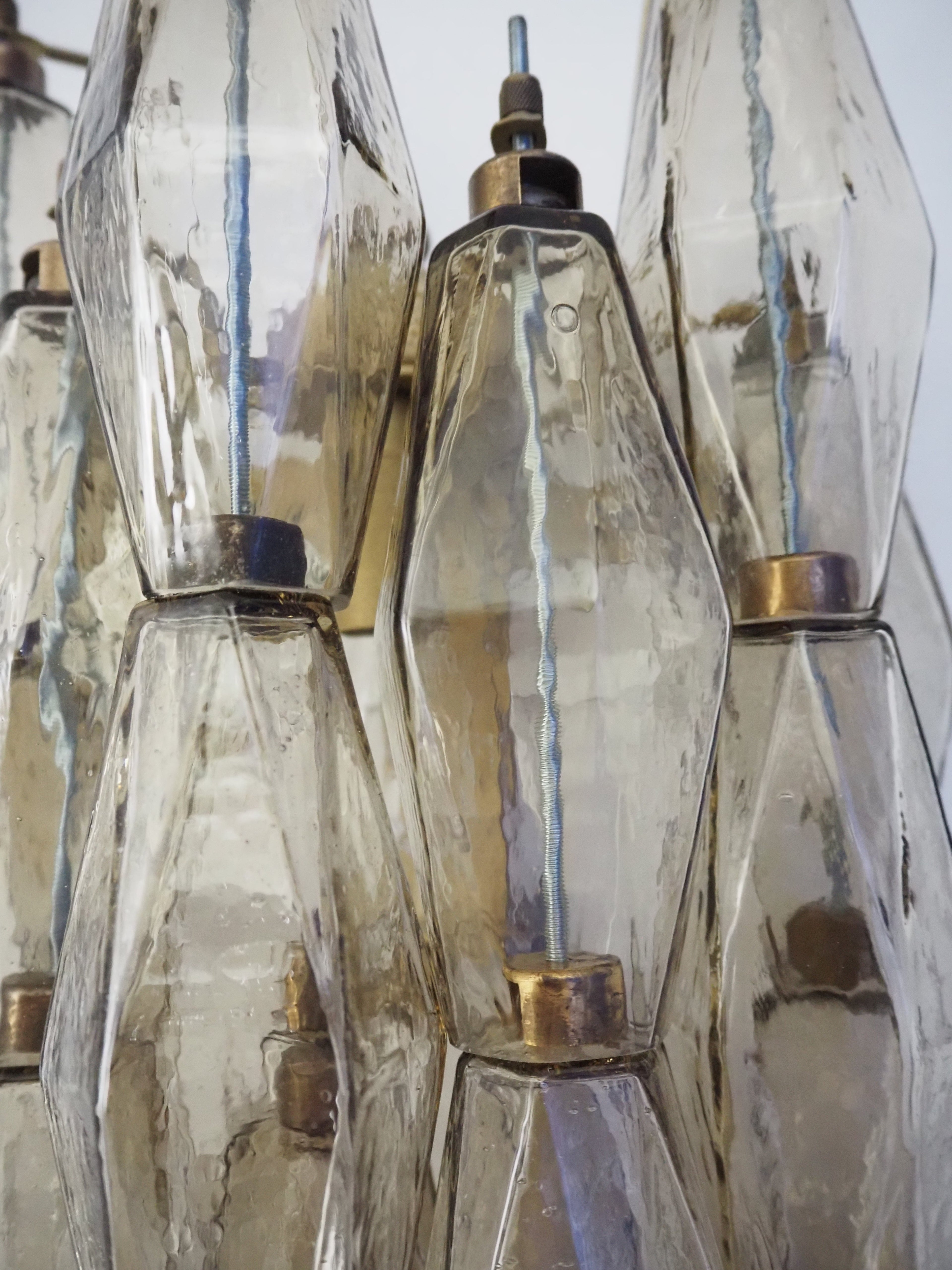 Mid-Century Murano Wall Lamp | Punto di Luce |  17 Smoke Poliedri Glass | Punto di Luce |  1 Pair