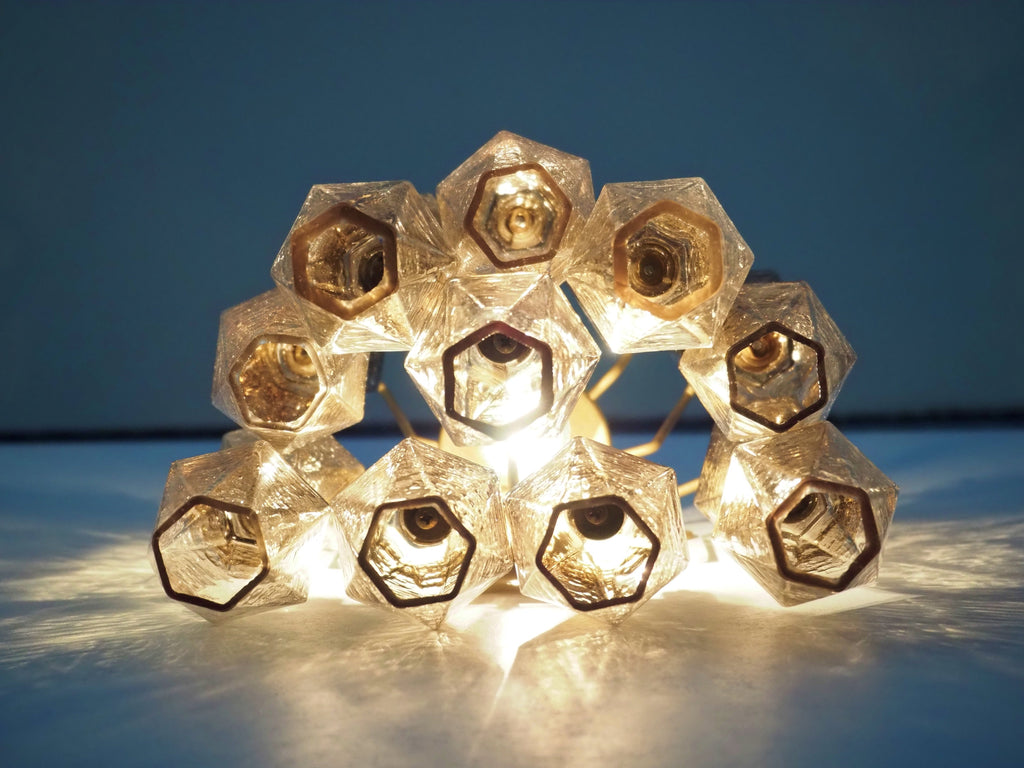 Mid-Century Murano Wall Lamp | Punto di Luce |  17 Smoke Poliedri Glass | Punto di Luce |  1 Pair