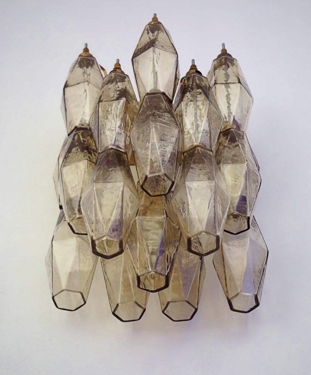 Mid-Century Murano Wall Lamp | Punto di Luce |  17 Smoke Poliedri Glass | Punto di Luce |  1 Pair