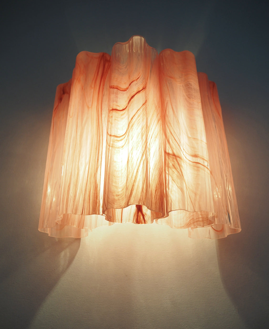 Mid-Century Murano Wall Lamp | Punto di Luce |  5 Pink Alabaster Glass Tubes | Punto di Luce |  1 Pair