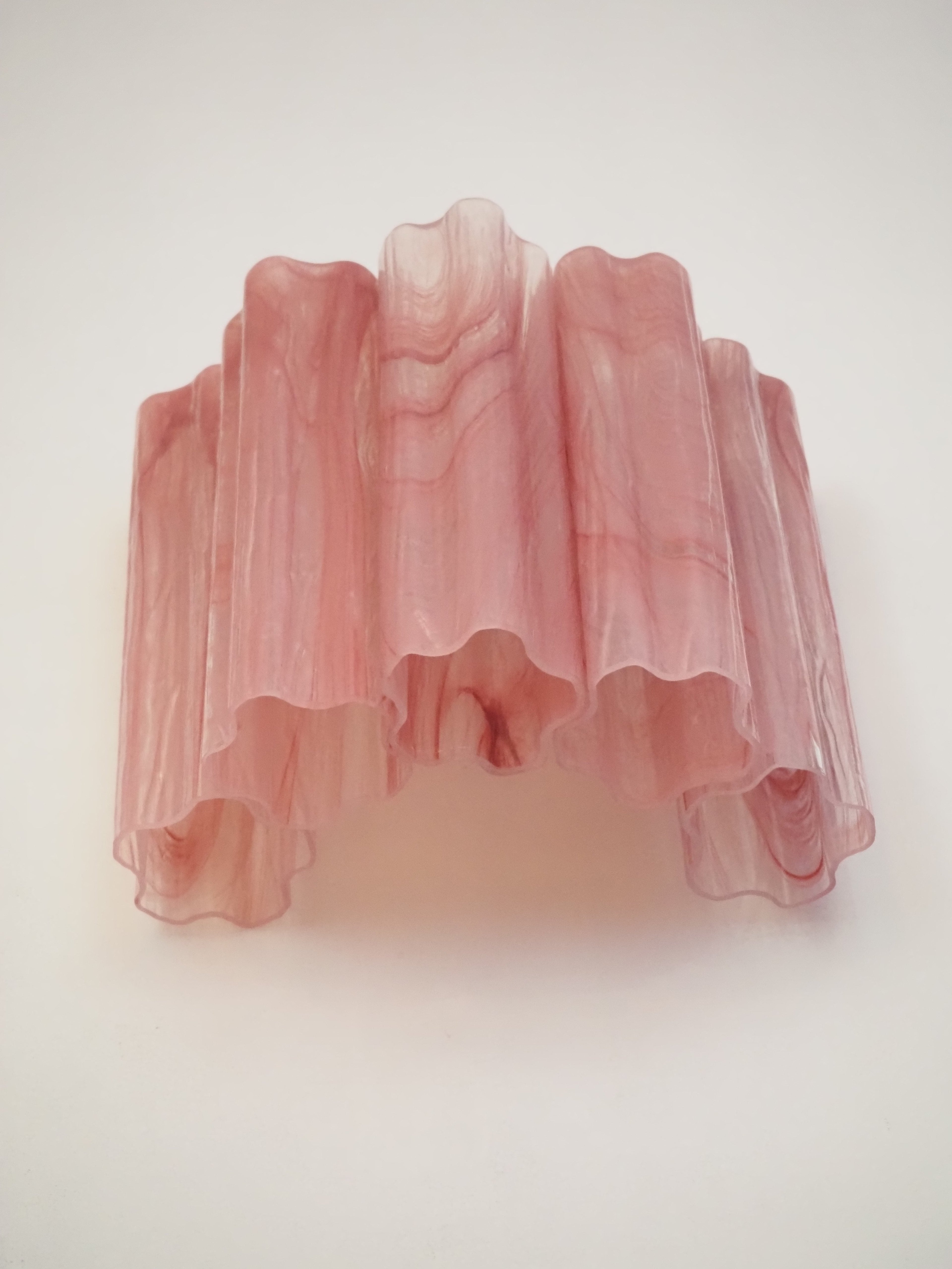 Mid-Century Murano Wall Lamp | Punto di Luce |  5 Pink Alabaster Glass Tubes | Punto di Luce |  1 Pair