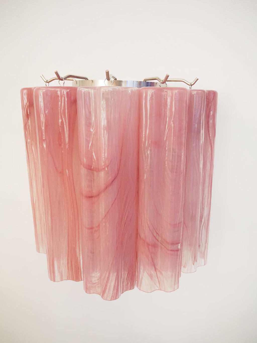Mid-Century Murano Wall Lamp | Punto di Luce |  5 Pink Alabaster Glass Tubes | Punto di Luce |  1 Pair