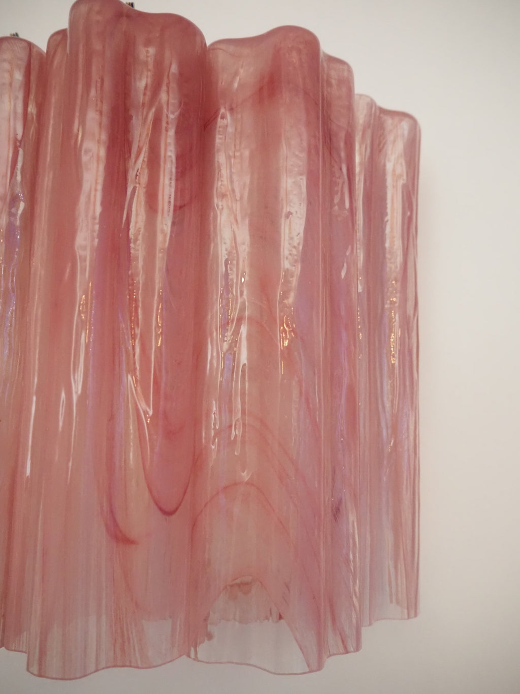 Mid-Century Murano Wall Lamp | Punto di Luce |  5 Pink Alabaster Glass Tubes | Punto di Luce |  1 Pair