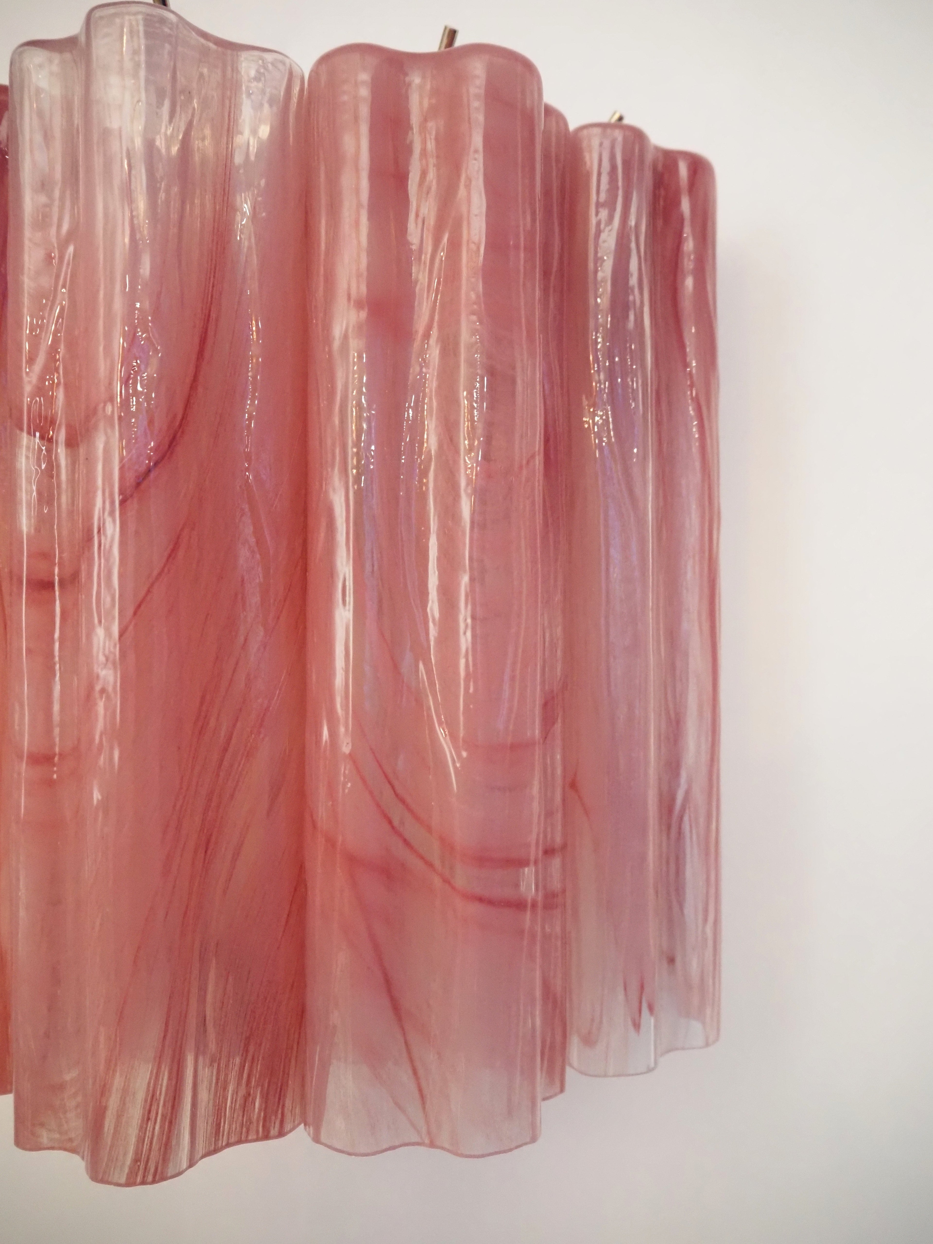 Mid-Century Murano Wall Lamp | Punto di Luce |  5 Pink Alabaster Glass Tubes | Punto di Luce |  1 Pair