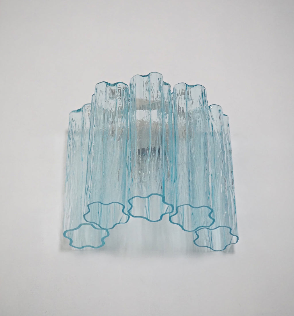 Mid-Century Murano Wall Lamp | Punto di Luce |  5 Blue Glass Tubes | Punto di Luce |  1 Pair