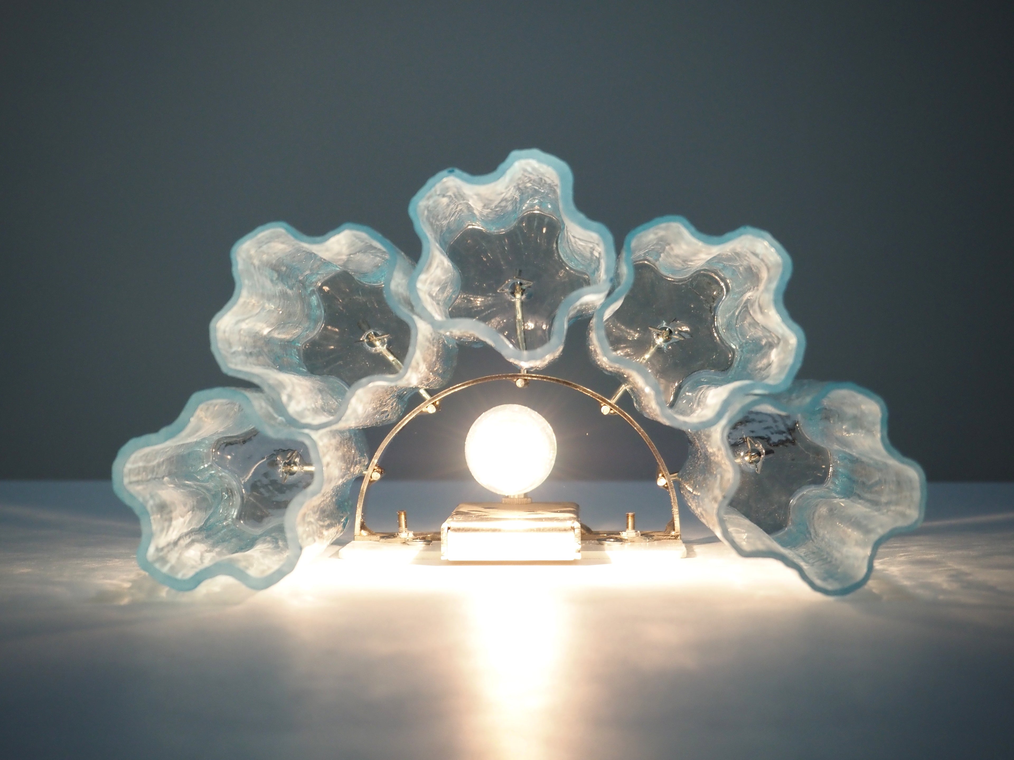 Mid-Century Murano Wall Lamp | Punto di Luce |  5 Blue Glass Tubes | Punto di Luce |  1 Pair