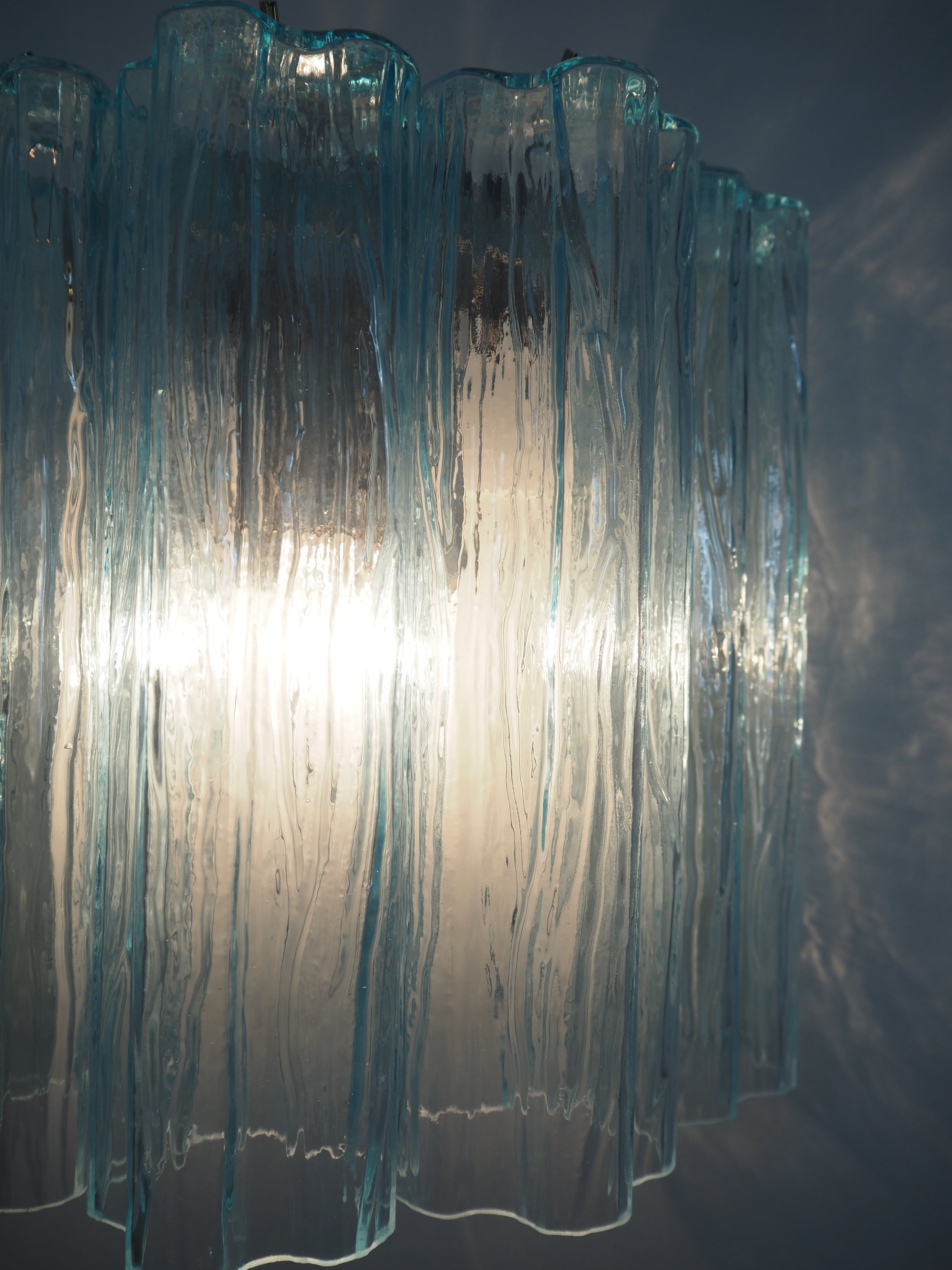 Mid-Century Murano Wall Lamp | Punto di Luce |  5 Blue Glass Tubes | Punto di Luce |  1 Pair