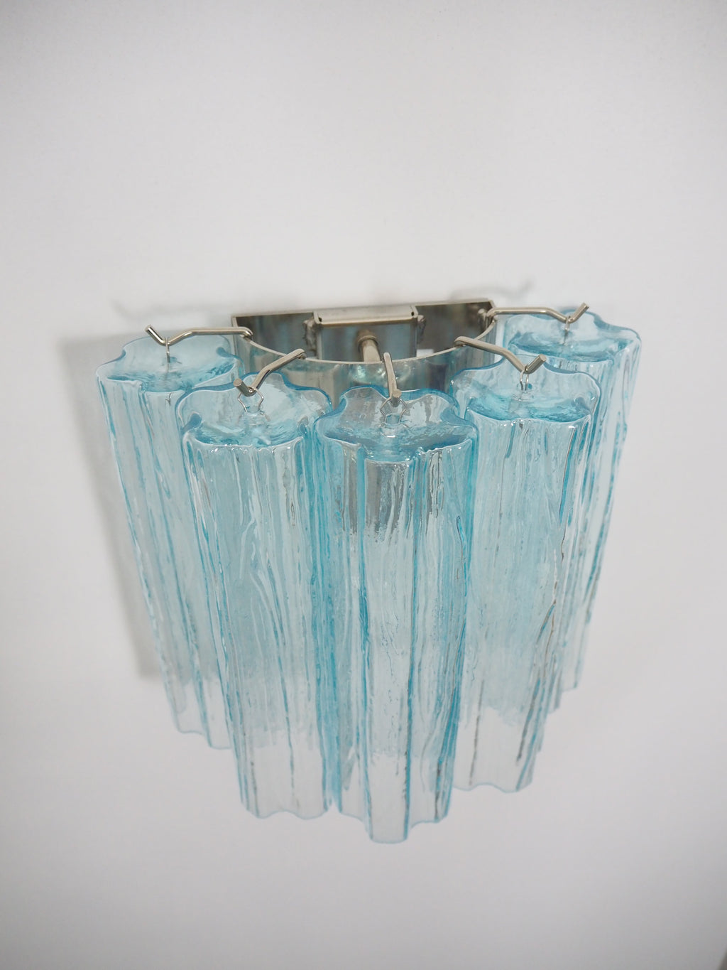 Mid-Century Murano Wall Lamp | Punto di Luce |  5 Blue Glass Tubes | Punto di Luce |  1 Pair