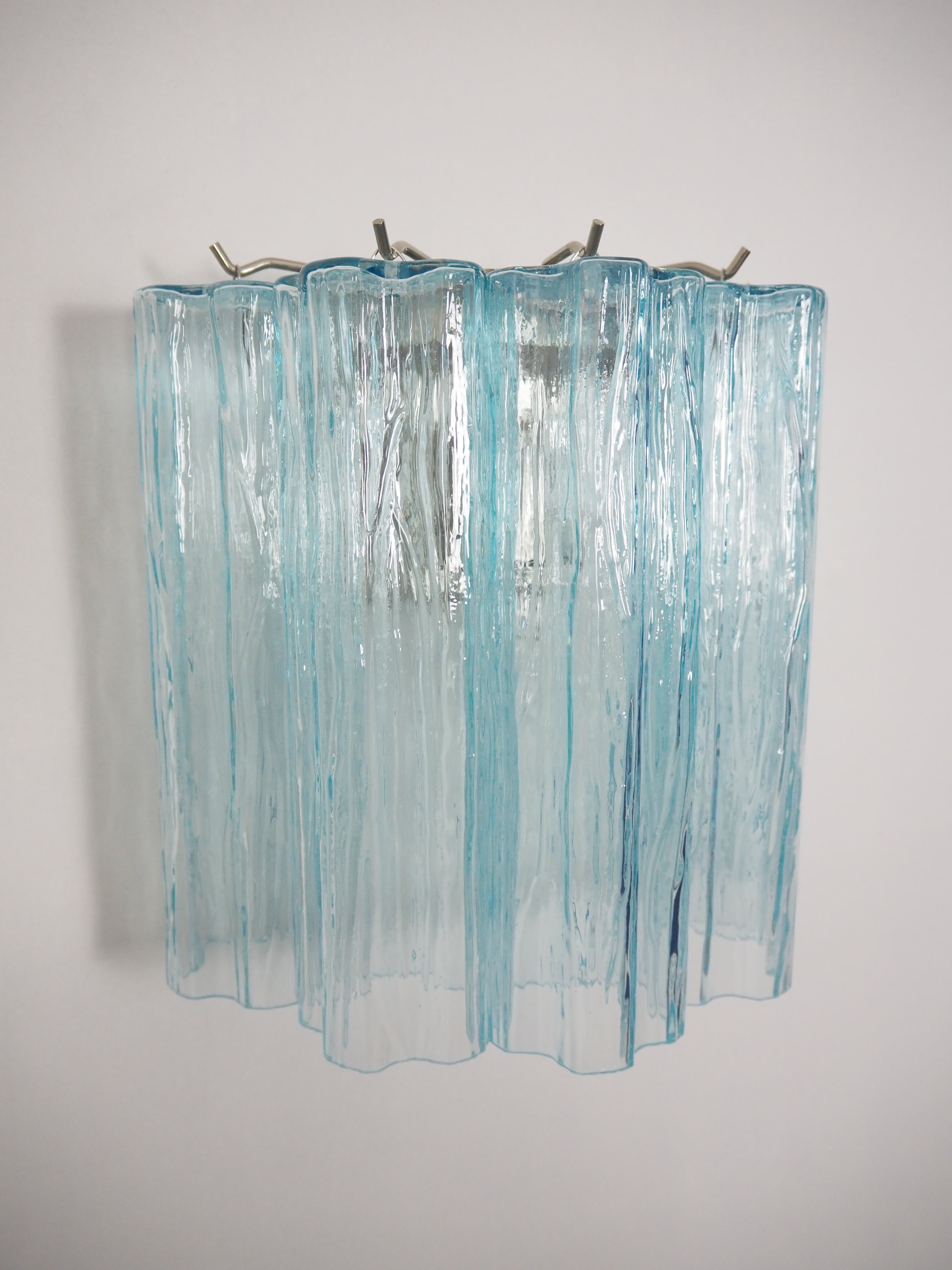 Mid-Century Murano Wall Lamp | Punto di Luce |  5 Blue Glass Tubes | Punto di Luce |  1 Pair