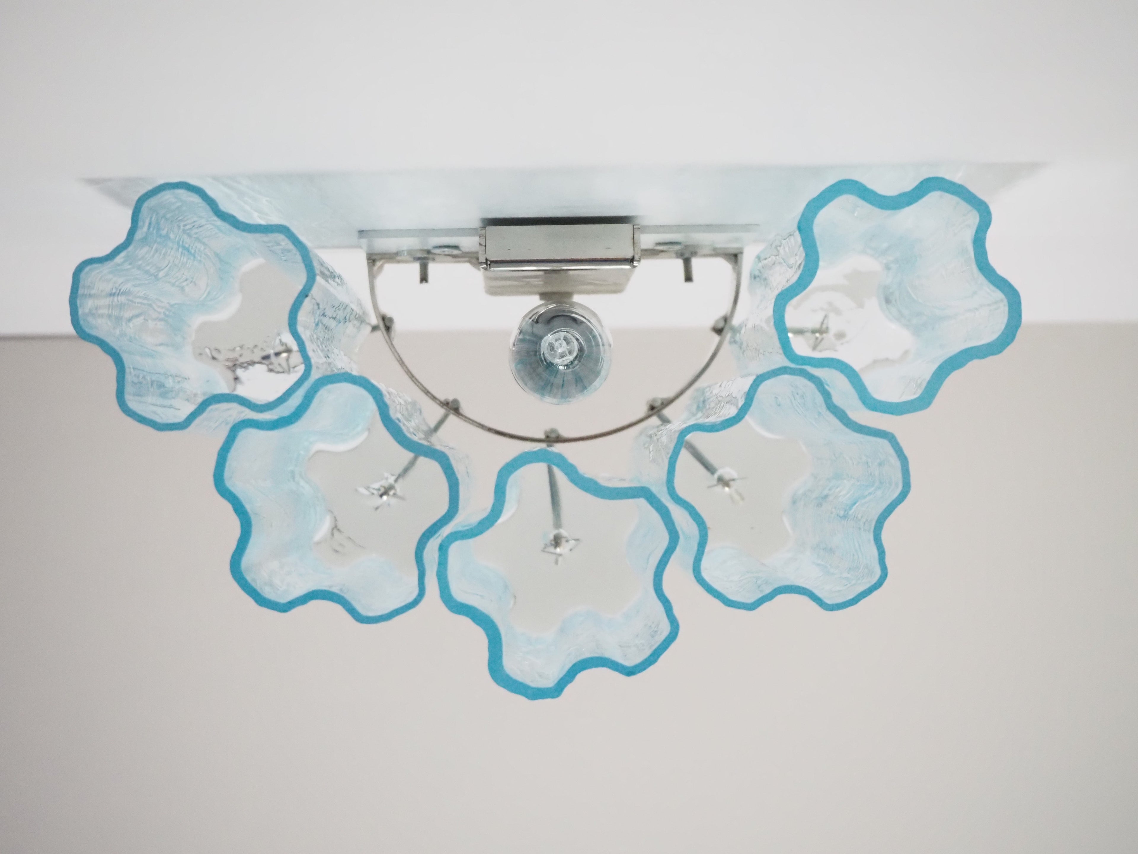 Mid-Century Murano Wall Lamp | Punto di Luce |  5 Blue Glass Tubes | Punto di Luce |  1 Pair