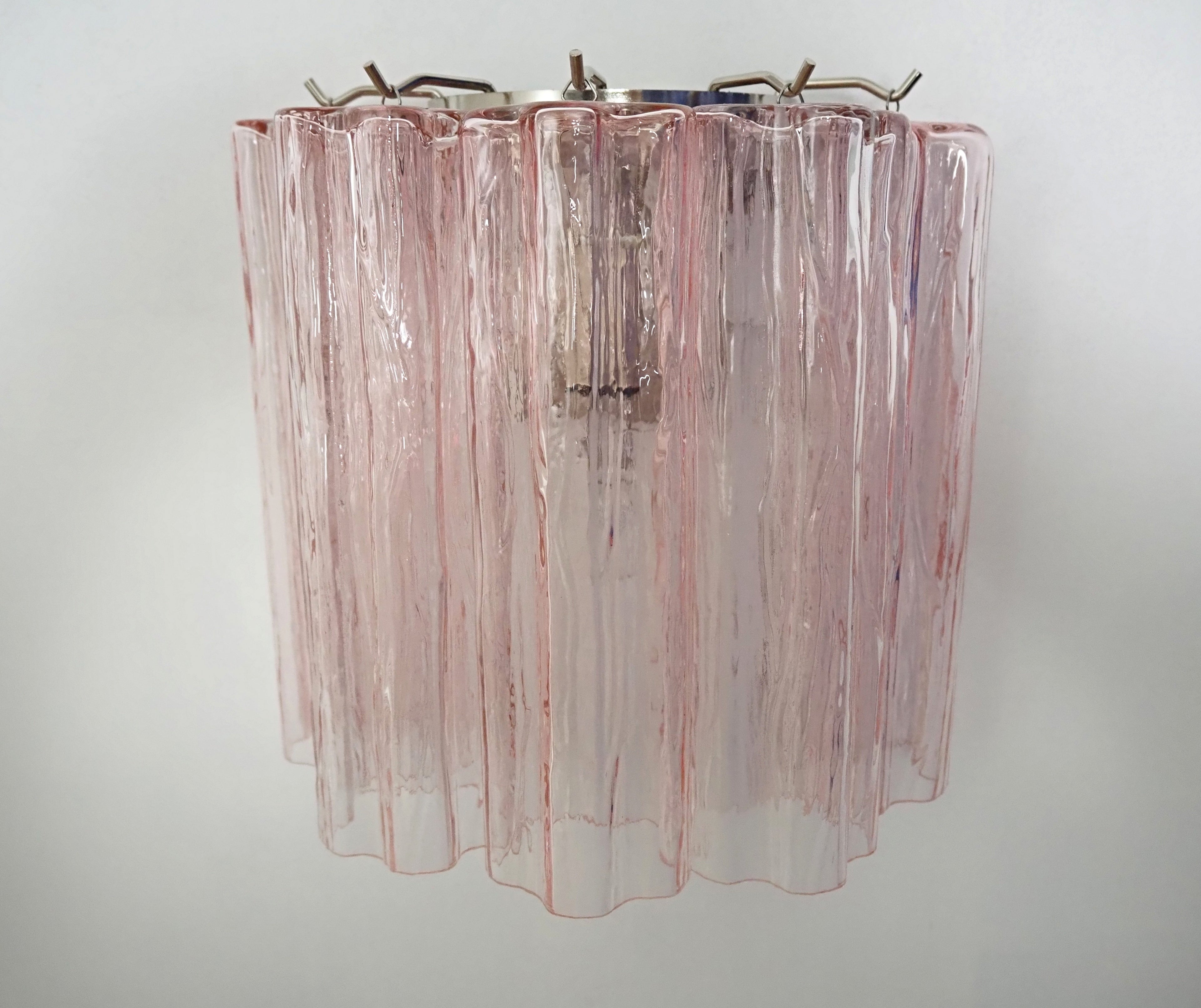 Mid-Century Murano Wall Lamp | Punto di Luce |  5 Pink Glass Tubes | Punto di Luce |  1 Pair