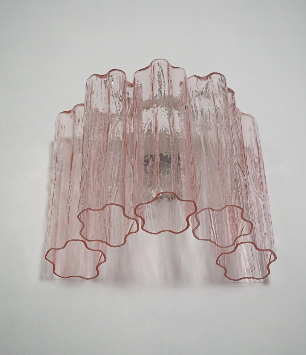 Mid-Century Murano Wall Lamp | Punto di Luce |  5 Pink Glass Tubes | Punto di Luce |  1 Pair