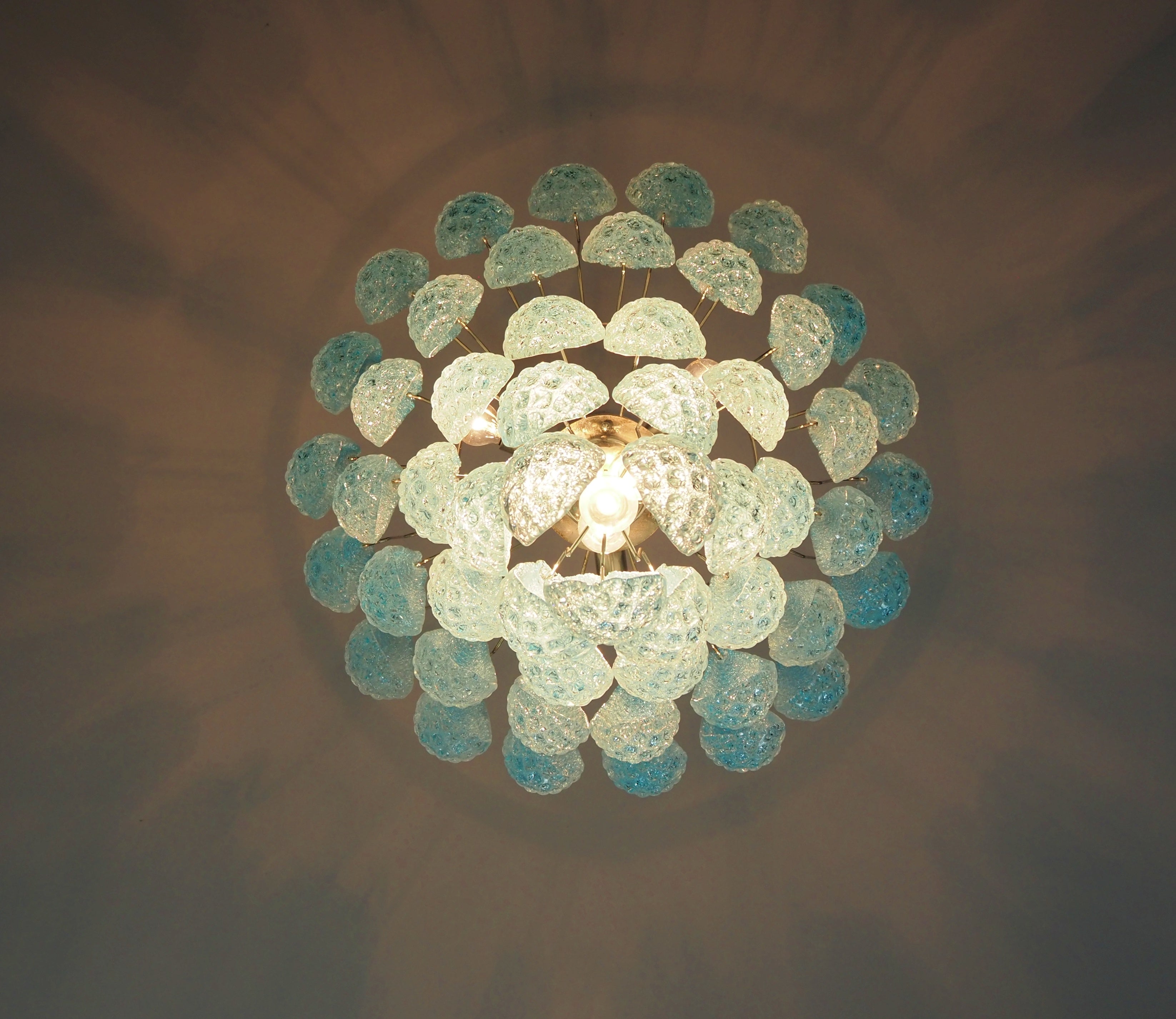 Mid-Century Murano Chandelier | Punto di Luce |  52 Blue Drop Glass