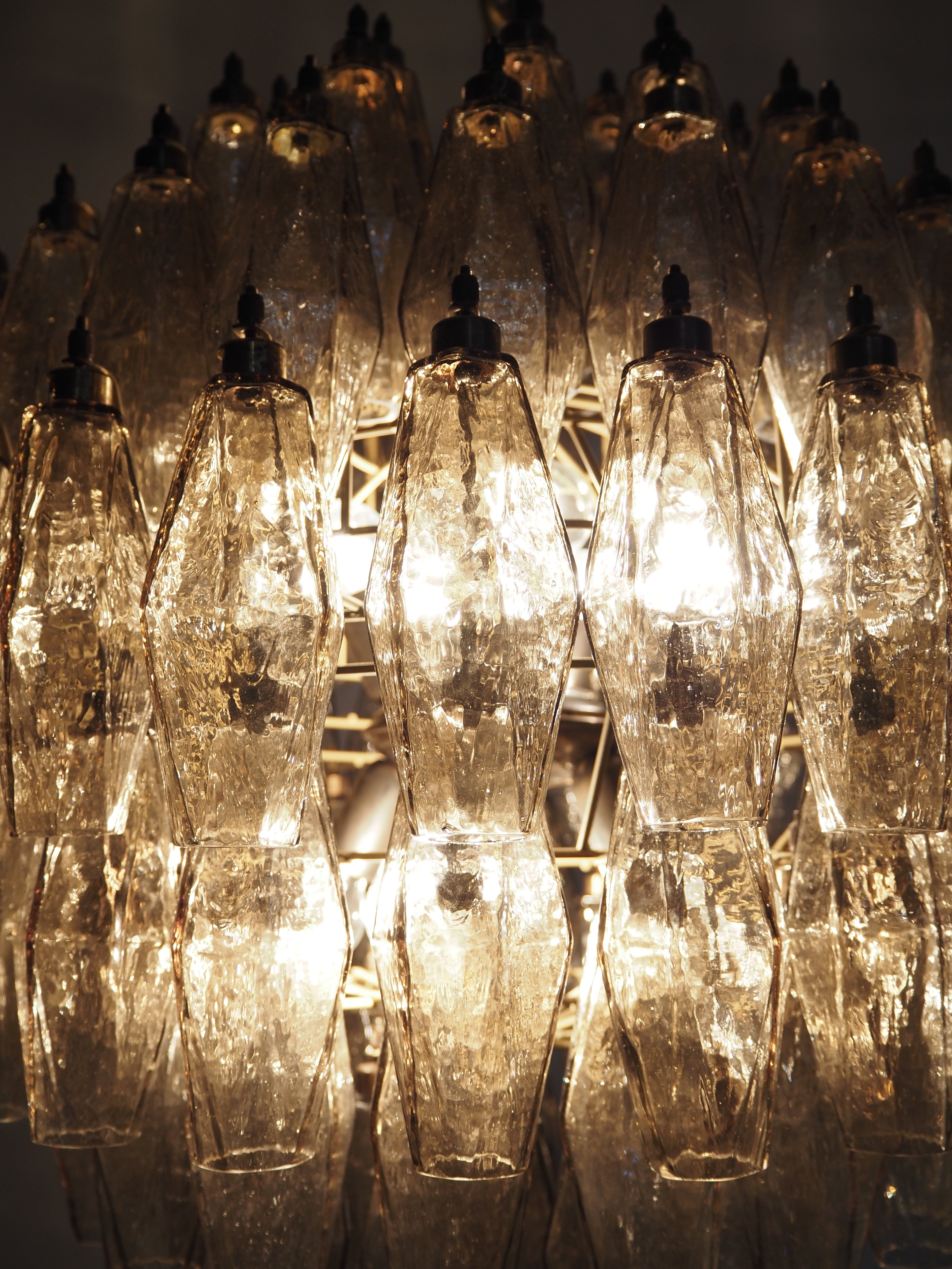 Mid-Century Murano Chandelier | Punto di Luce |  140 Smoke-Colored Poliedri Glass