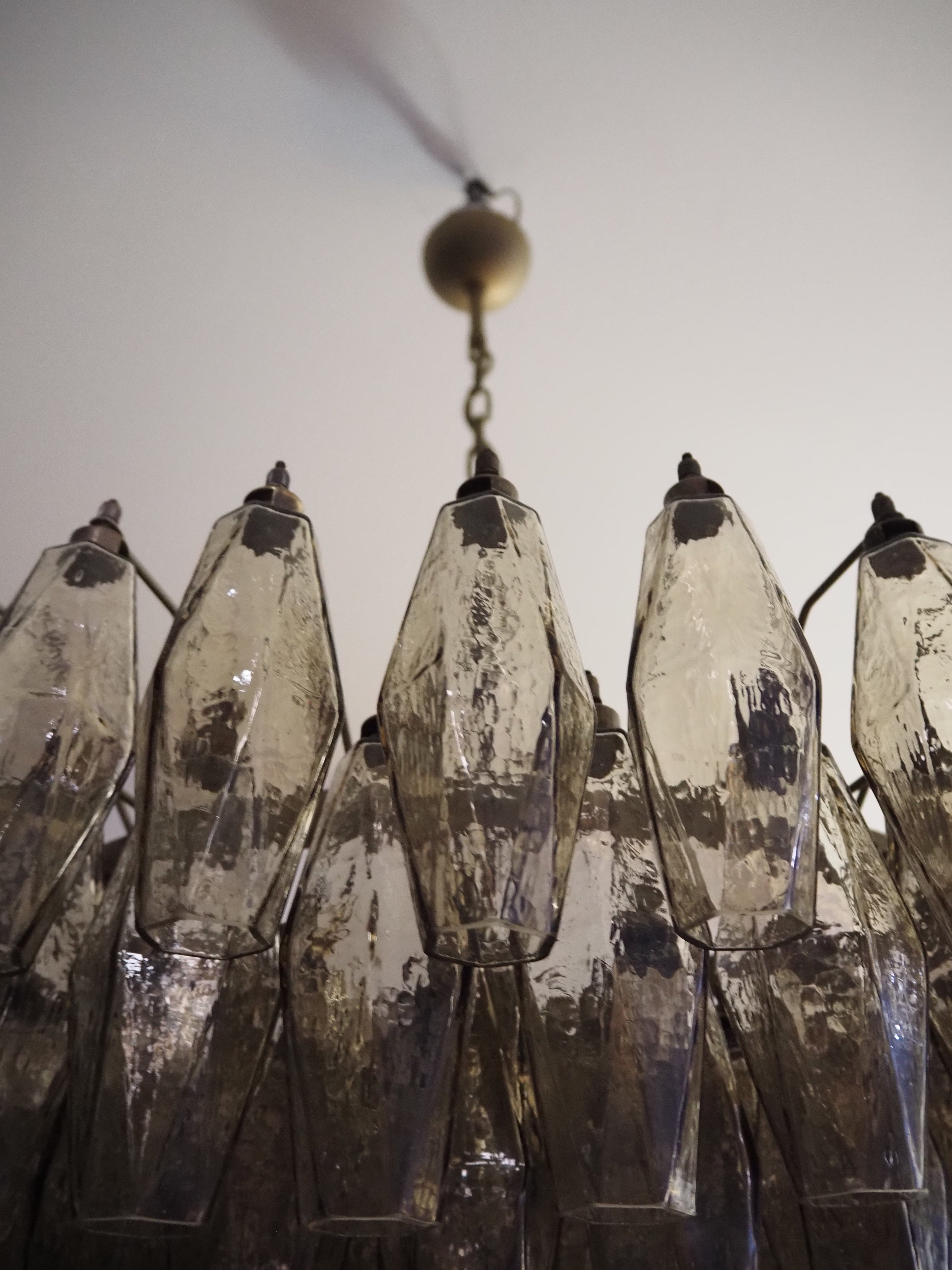 Mid-Century Murano Chandelier | Punto di Luce |  185 Smoky Poliedri Glass