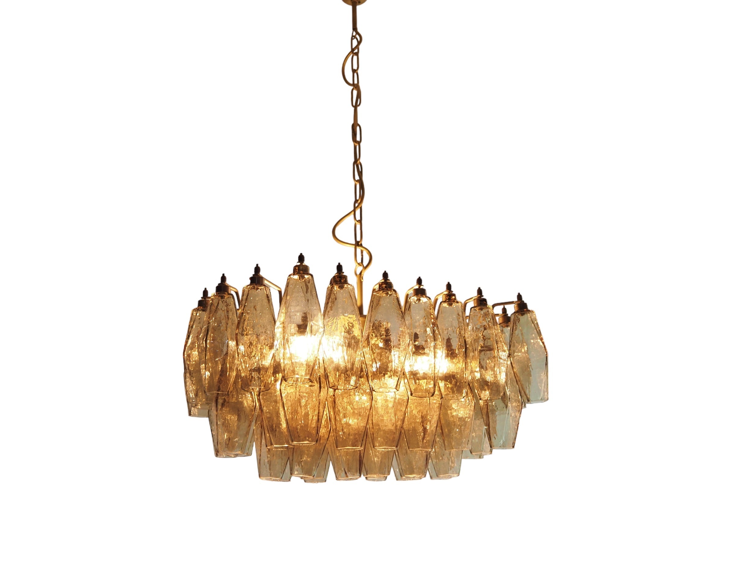 Mid-Century Murano Chandelier | Punto di Luce |  56 Smoky Poliedri Glass