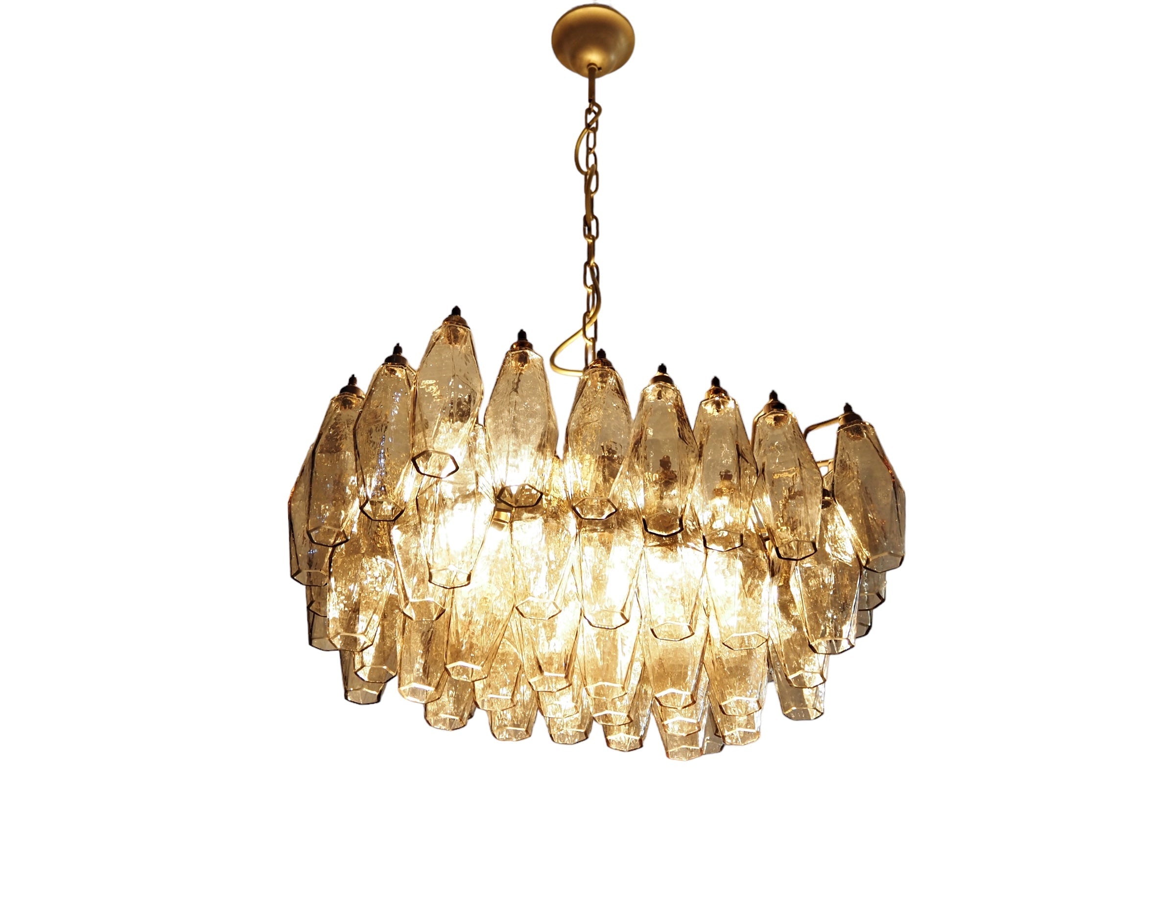 Mid-Century Murano Chandelier | Punto di Luce |  56 Smoky Poliedri Glass