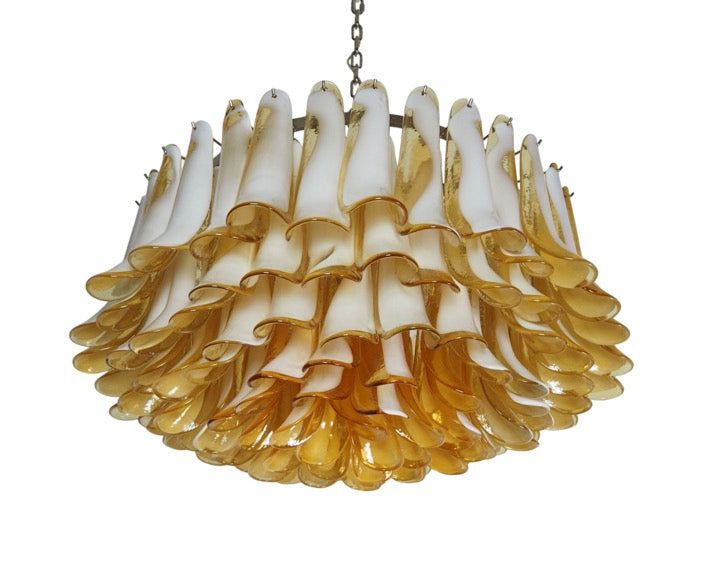 Mid-Century Murano Chandelier | Punto di Luce |  101 Caramel-Colored Petal Glass