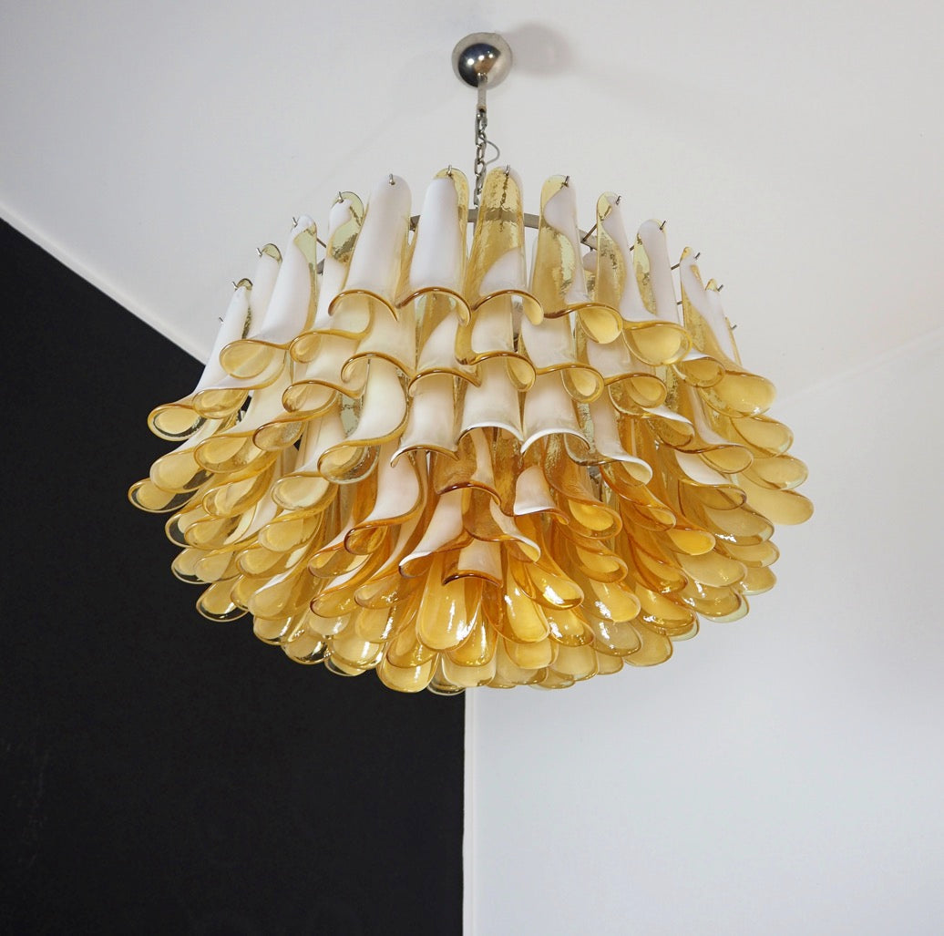Mid-Century Murano Chandelier | Punto di Luce |  101 Caramel-Colored Petal Glass