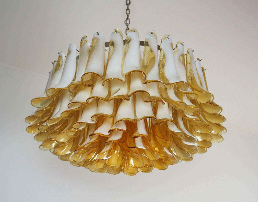 Mid-Century Murano Chandelier | Punto di Luce |  101 Caramel-Colored Petal Glass