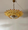 Mid-Century Murano Chandelier | Punto di Luce |  36 Yellow Palmette Glass