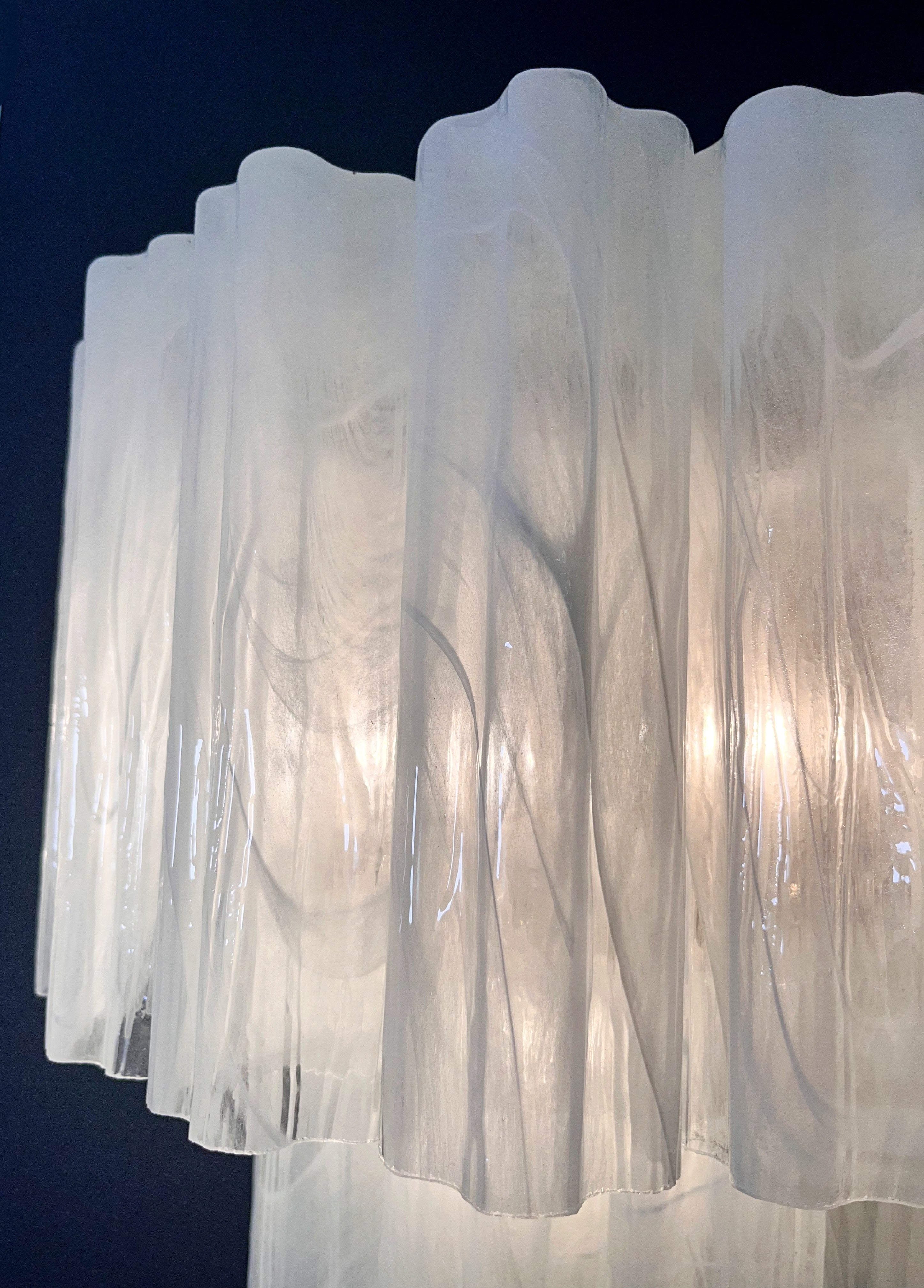 Mid-Century Murano Wall Lamp | Punto di Luce |  13 Alabaster White Glass Tubes