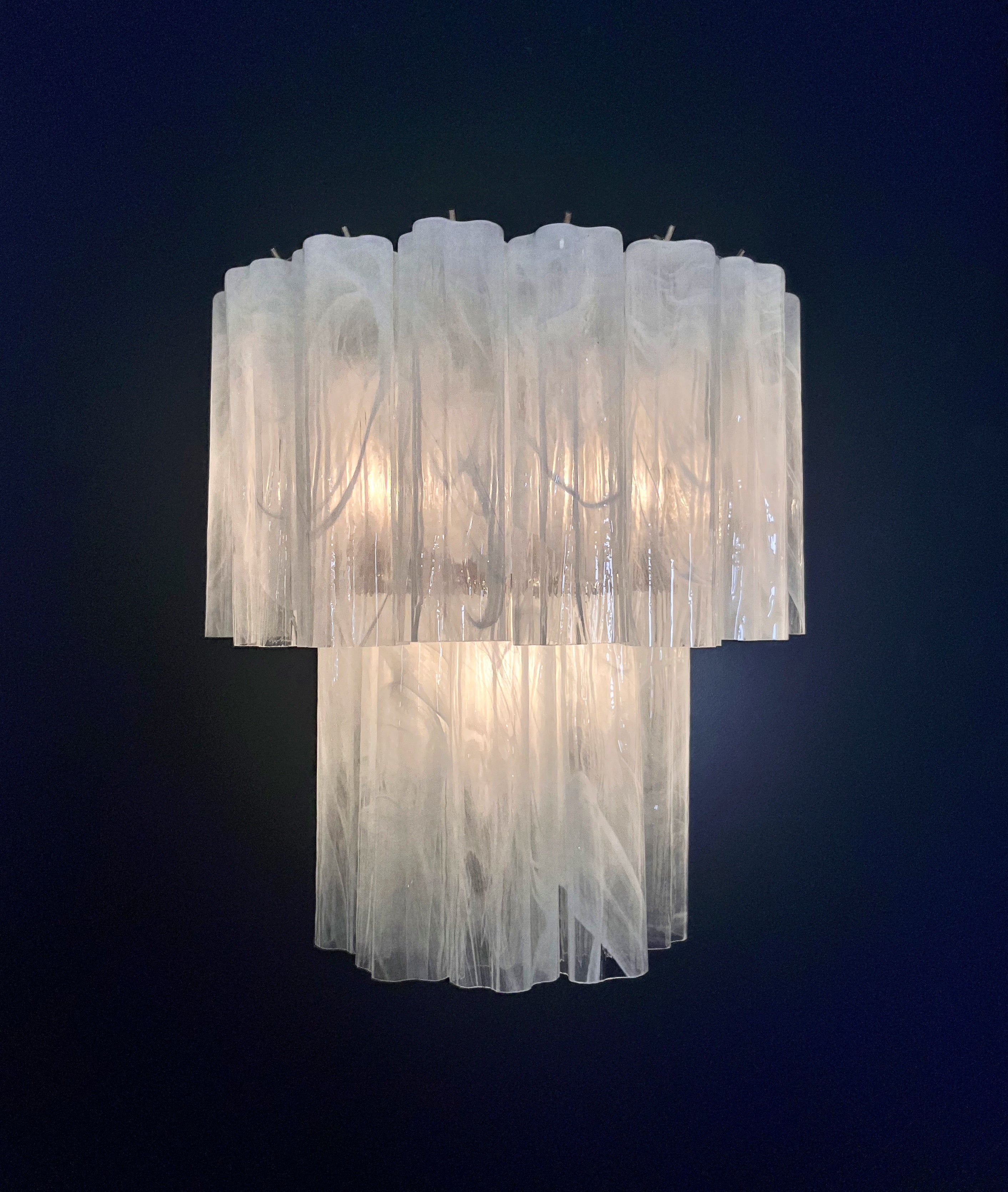 Mid-Century Murano Wall Lamp | Punto di Luce |  13 Alabaster White Glass Tubes
