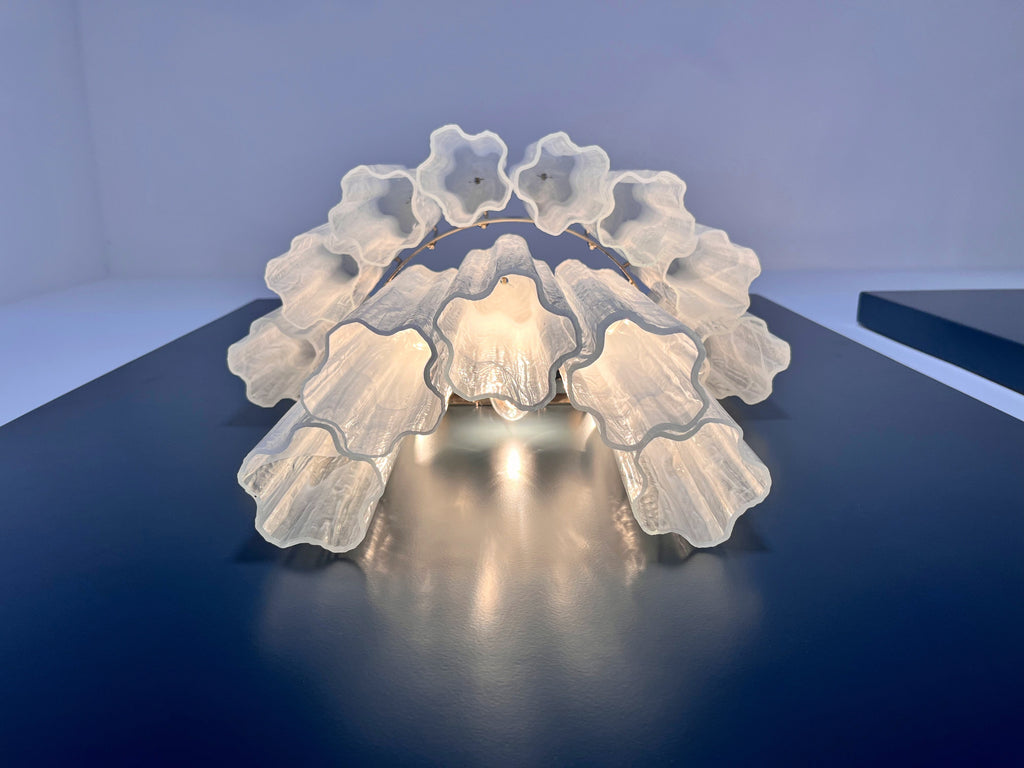 Mid-Century Murano Wall Lamp | Punto di Luce |  13 Alabaster White Glass Tubes