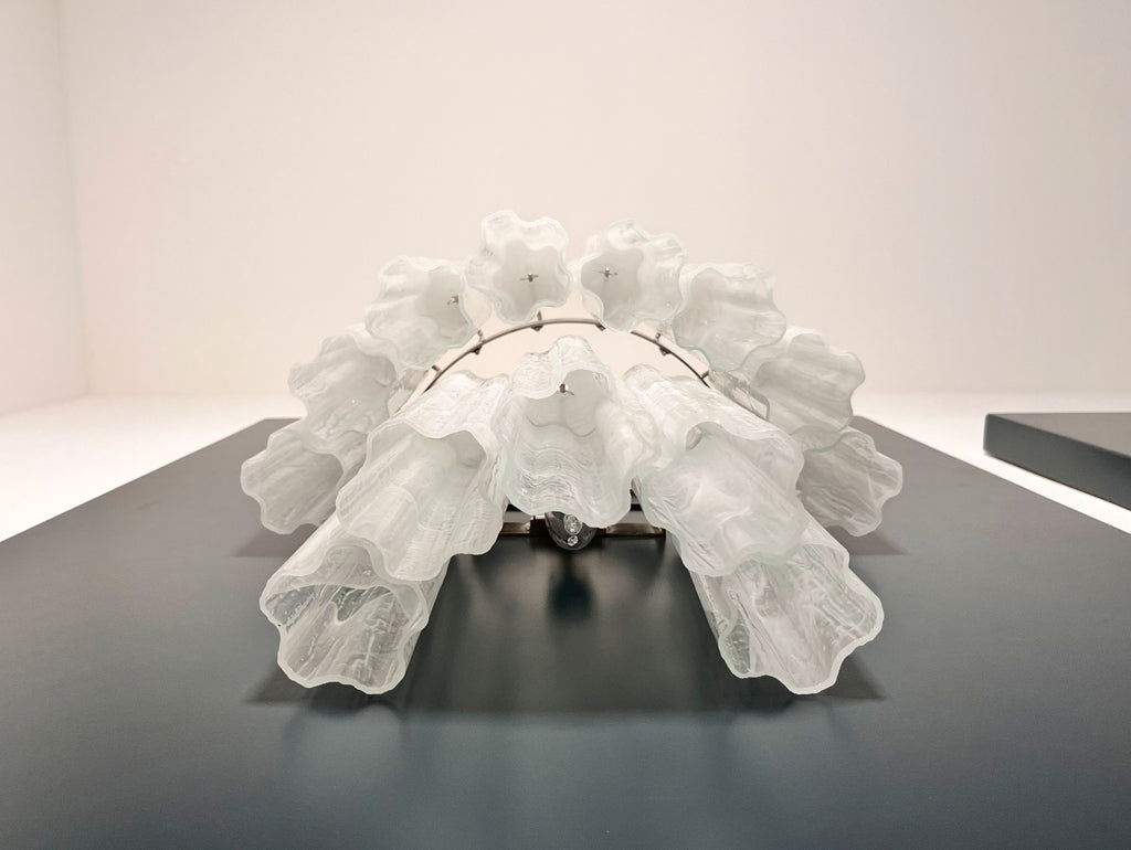 Mid-Century Murano Wall Lamp | Punto di Luce |  13 Alabaster White Glass Tubes