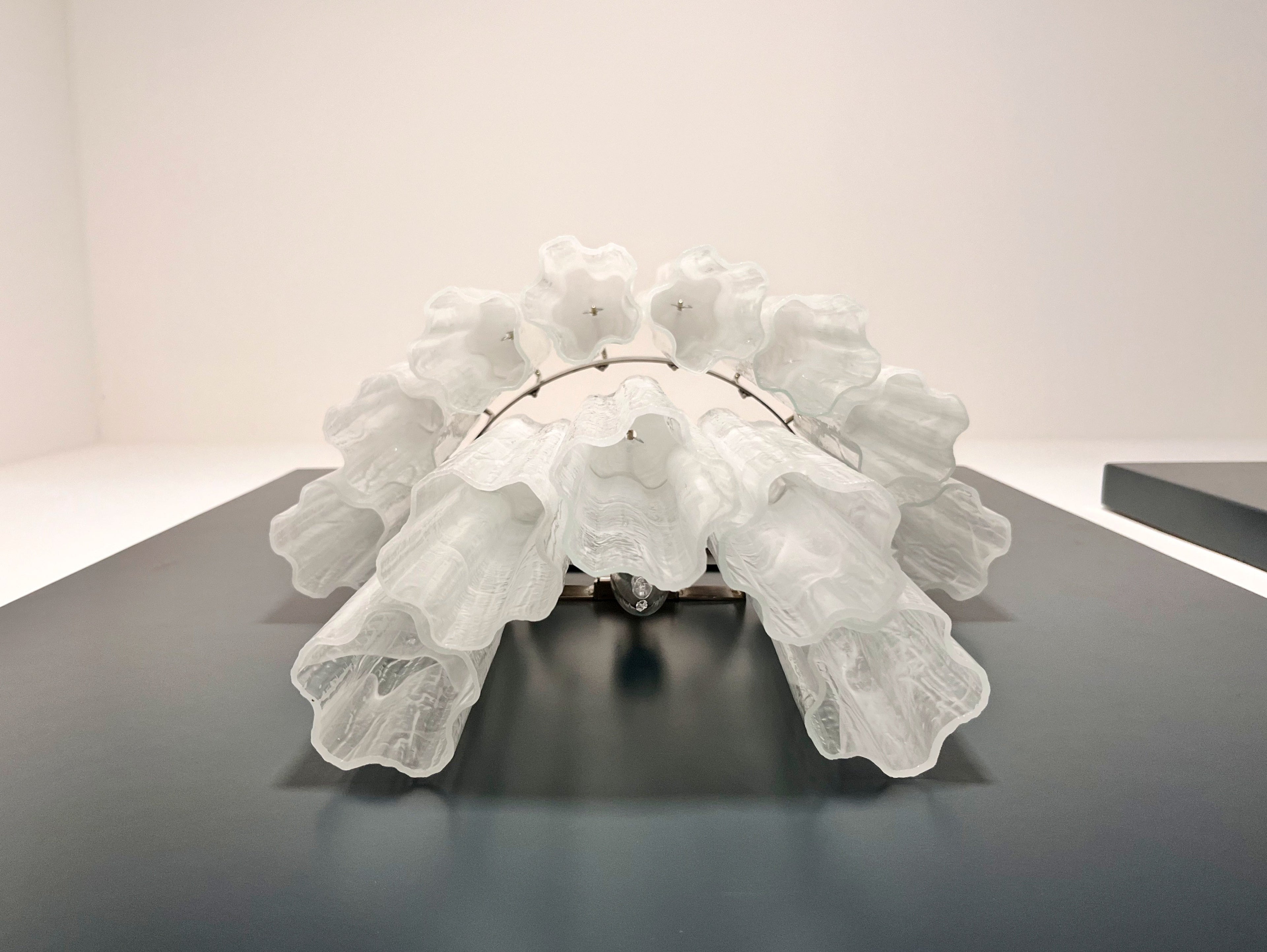 Mid-Century Murano Wall Lamp | Punto di Luce |  13 Alabaster White Glass Tubes