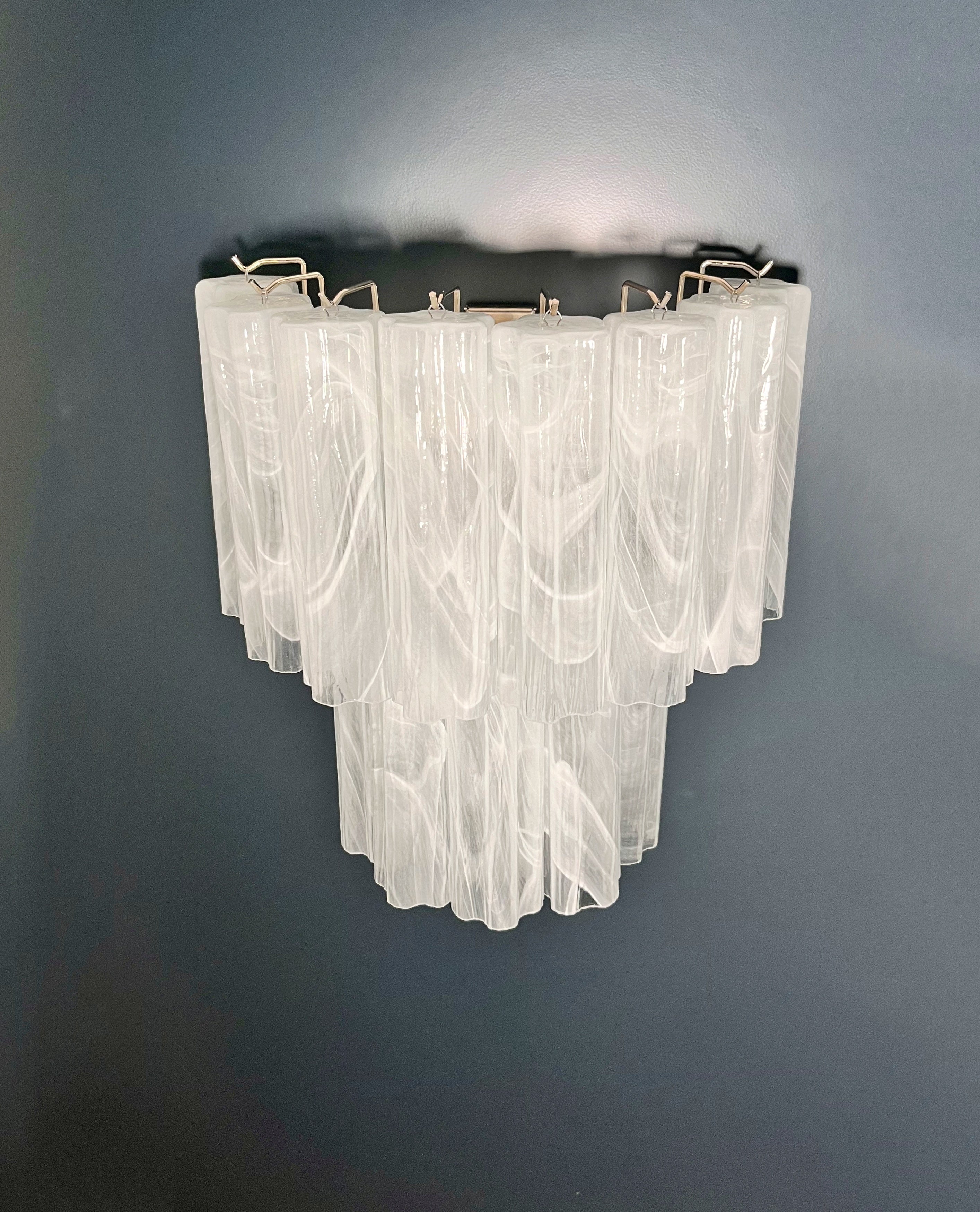 Mid-Century Murano Wall Lamp | Punto di Luce |  13 Alabaster White Glass Tubes