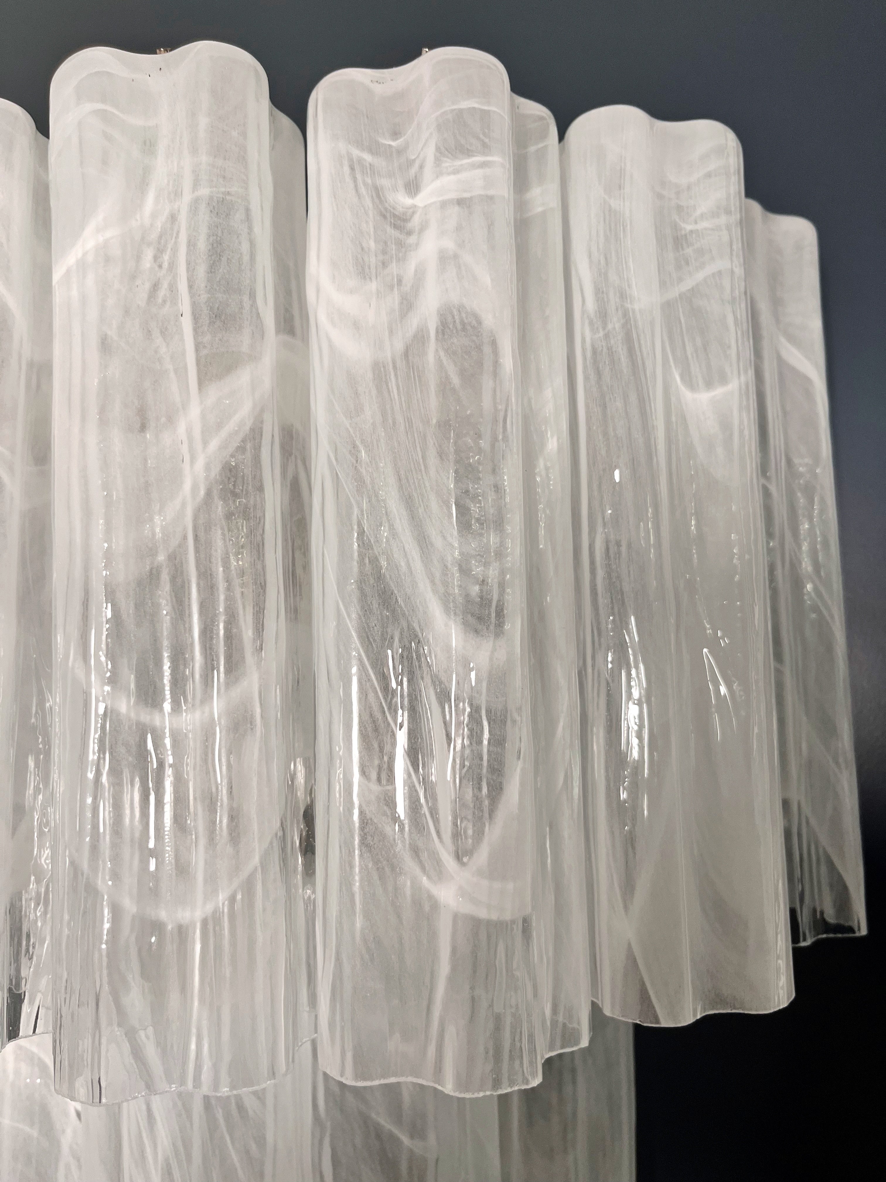 Mid-Century Murano Wall Lamp | Punto di Luce |  13 Alabaster White Glass Tubes