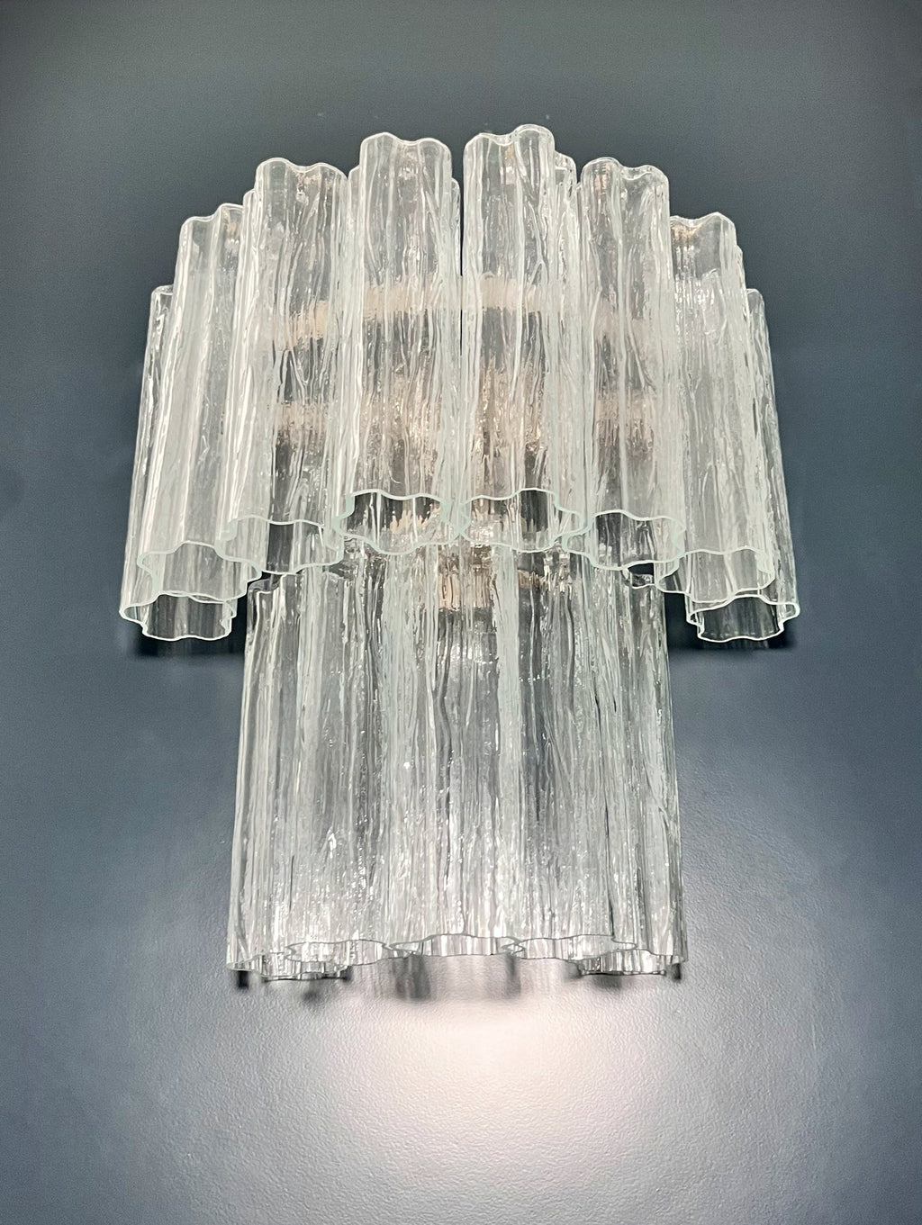 Aplic Murano Mid-Century | Punto di Luce | 13 tuburi de sticlă transparentă