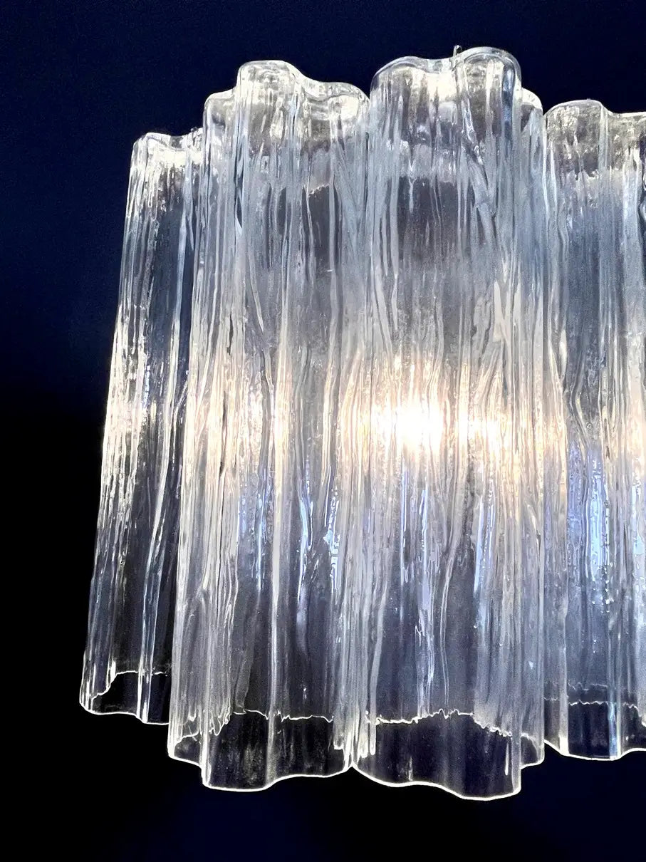 Mid-Century Murano Wandlampe | Punto di Luce | 5 transparente Röhrengläser | Punto di Luce | 1 Paar