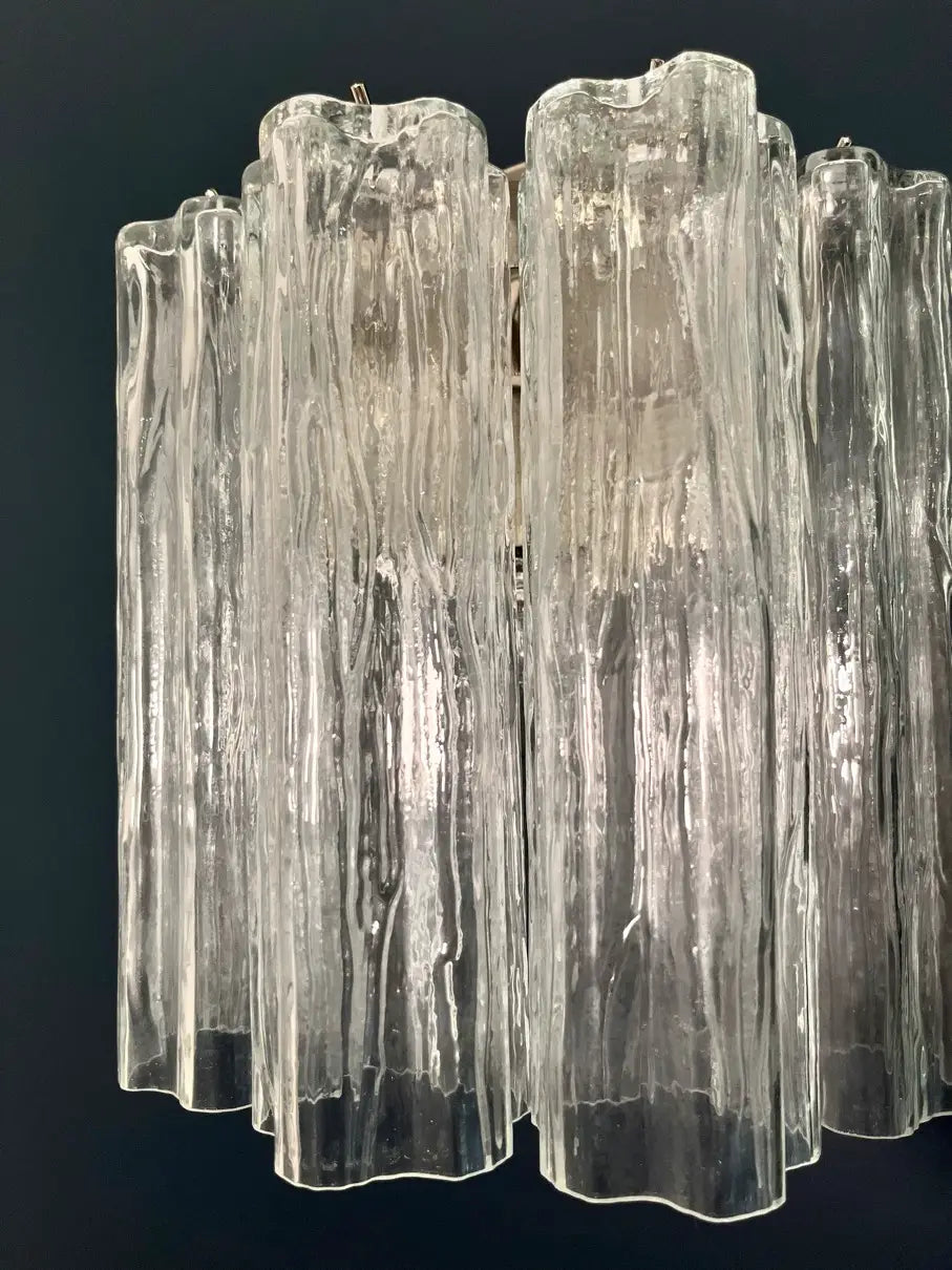 Mid-Century Murano Wandlampe | Punto di Luce | 5 transparente Röhrengläser | Punto di Luce | 1 Paar