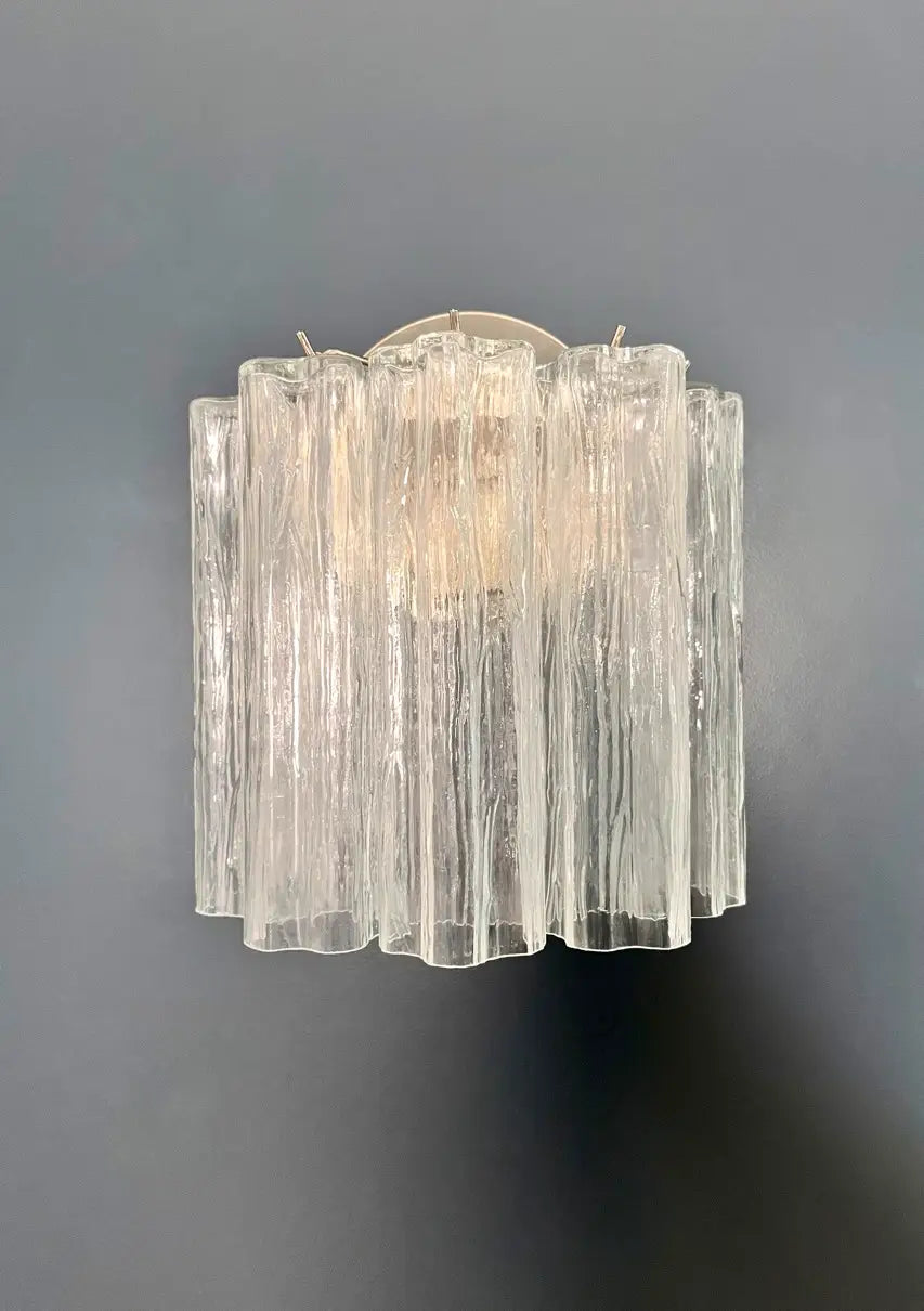 Mid-Century Murano Wandlampe | Punto di Luce | 5 transparente Röhrengläser | Punto di Luce | 1 Paar