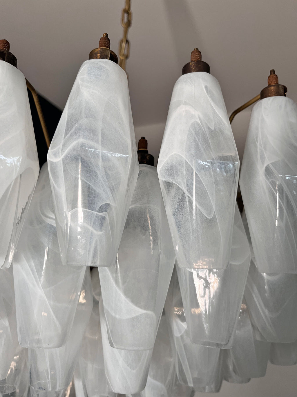 Mid-Century Murano Chandelier | Punto di Luce |  185 Alabaster White Poliedri Glass