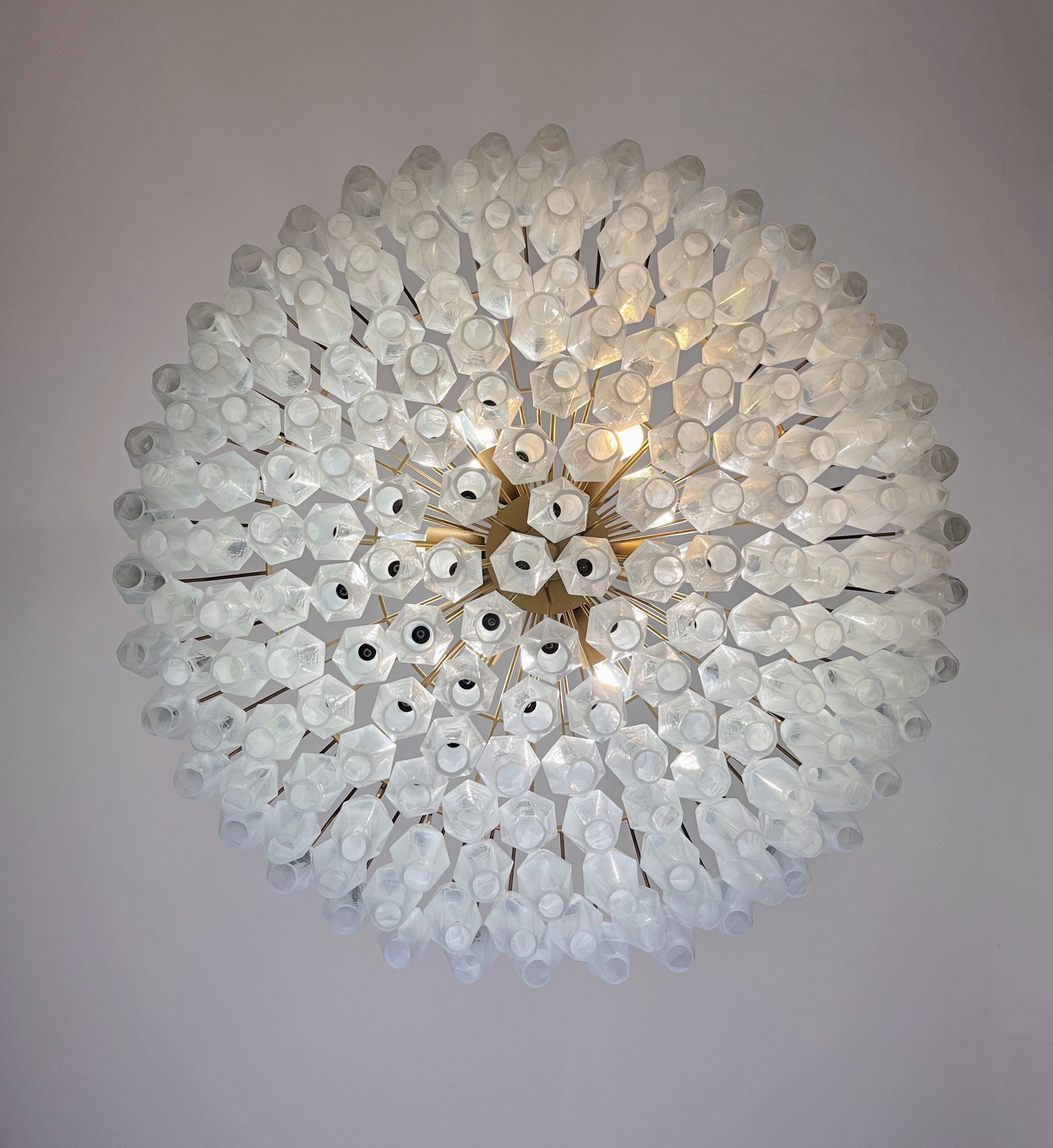 Mid-Century Murano Chandelier | Punto di Luce |  185 Alabaster White Poliedri Glass