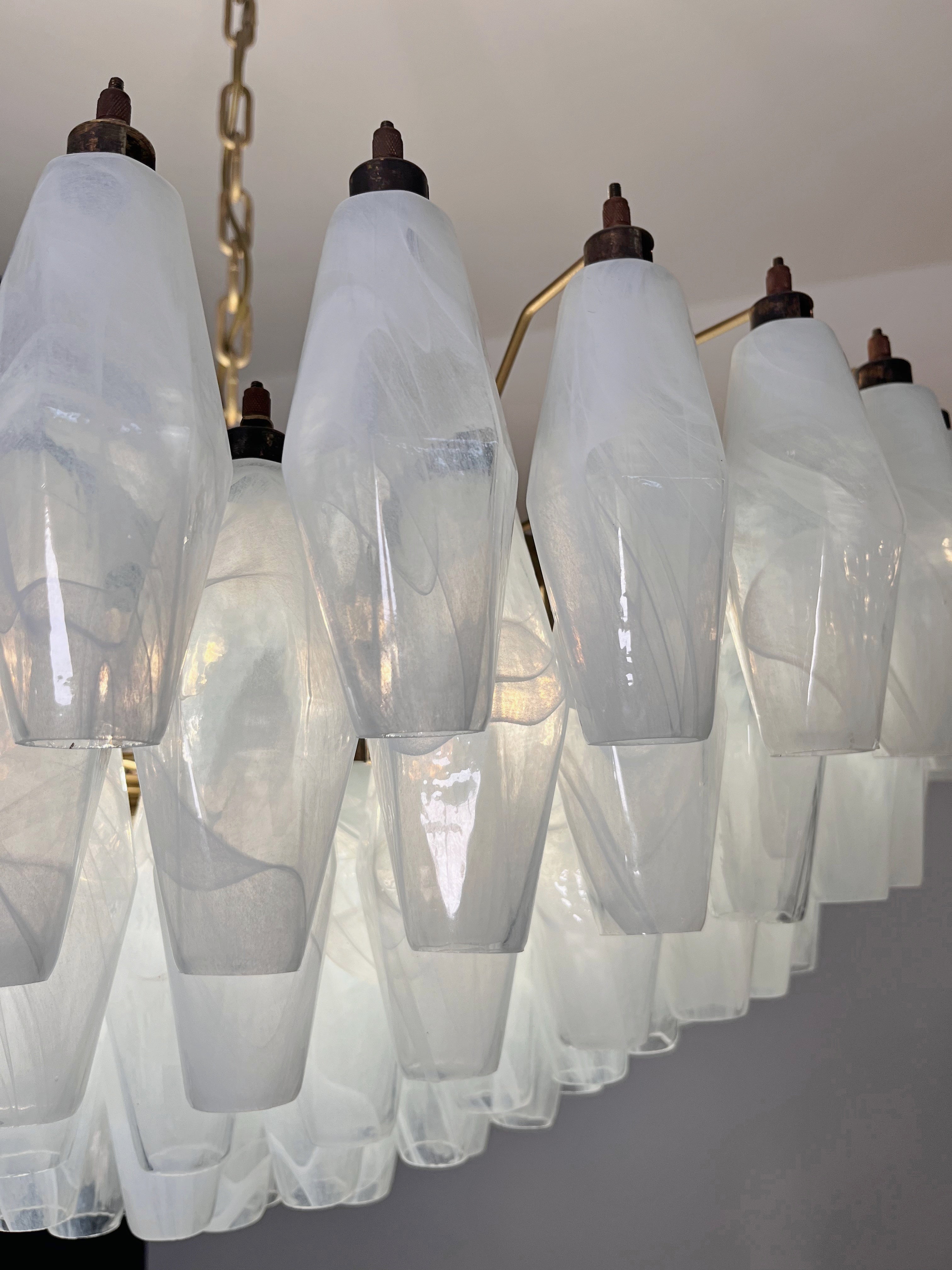 Mid-Century Murano Chandelier | Punto di Luce |  185 Alabaster White Poliedri Glass