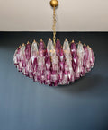 Mid-Century Murano Chandelier | Punto di Luce |  185 Purple and Clear Poliedri Glass