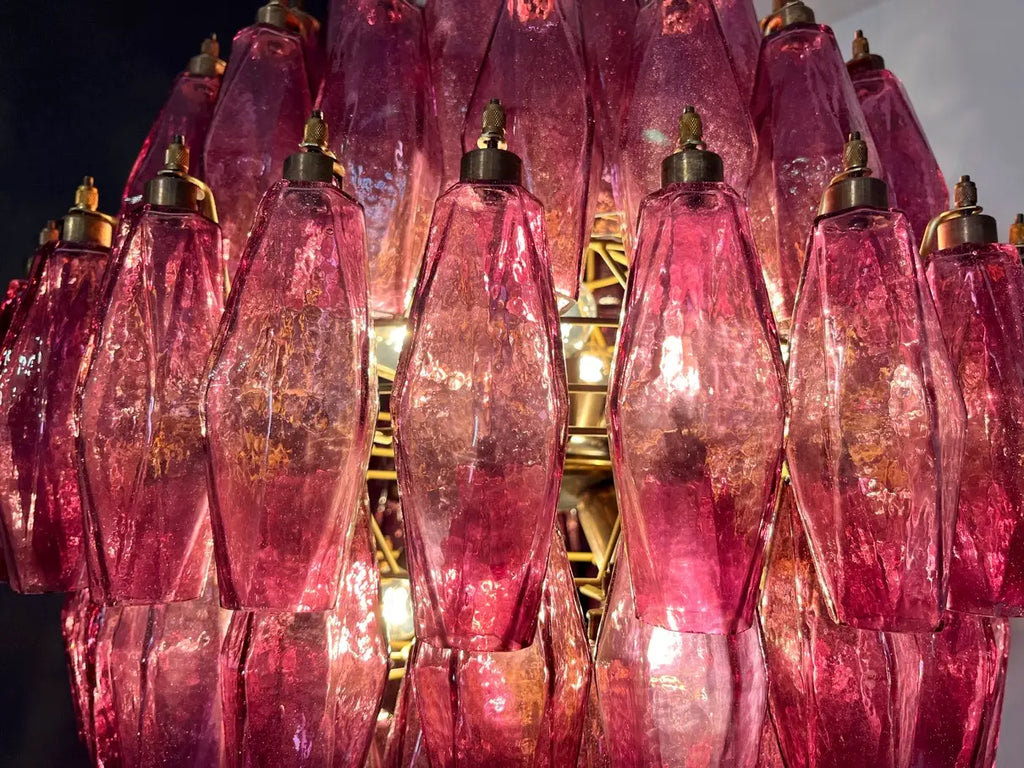 Murano-Kronleuchter aus der Mitte des Jahrhunderts | Punto di Luce | 140 Lila Polyliedri-Glas